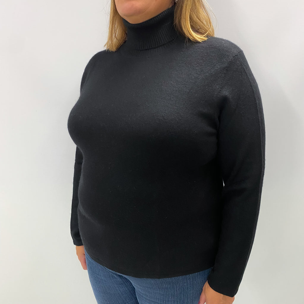 Black Cashmere Polo Neck Jumper Extra Large