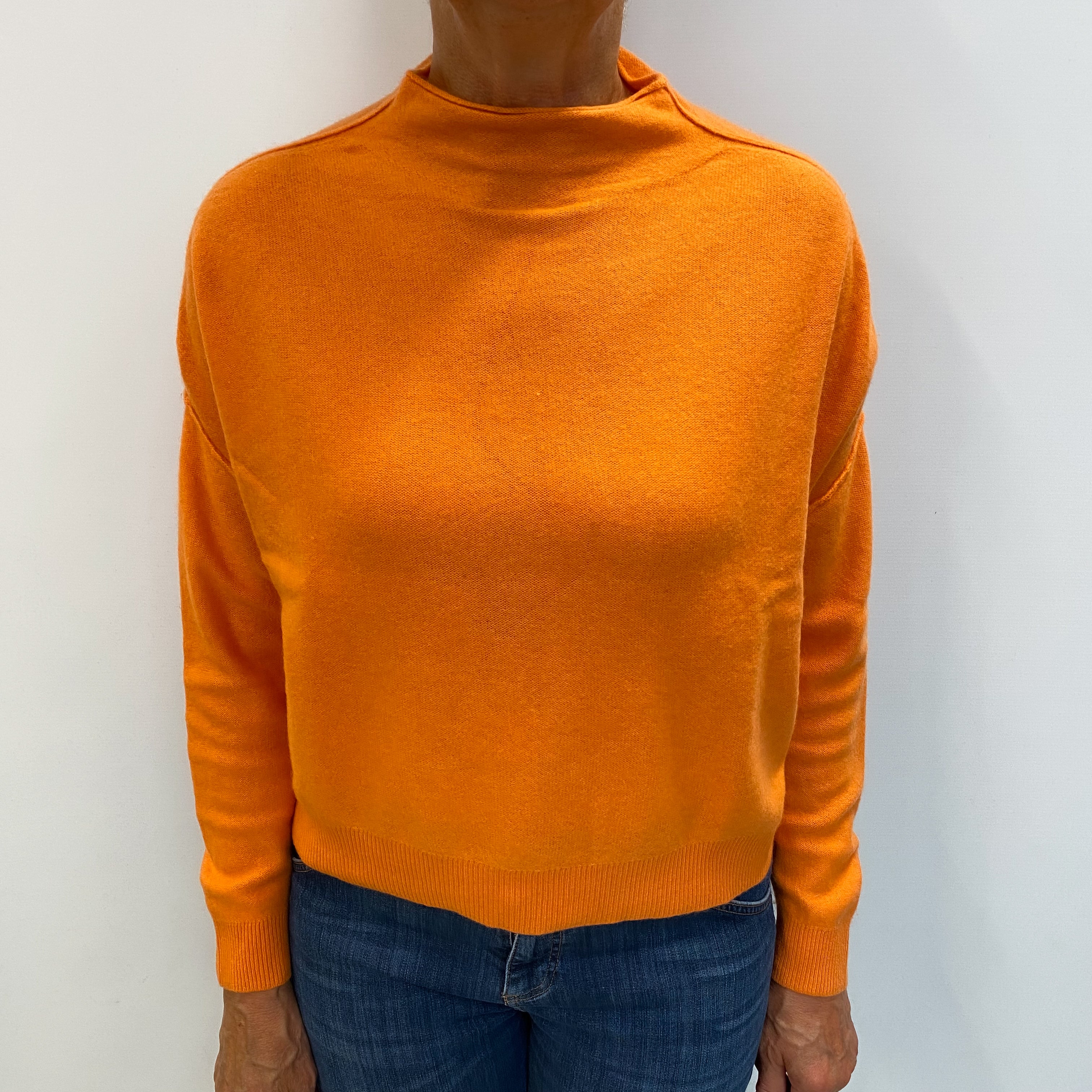 Crab Orange Cashmere Funnel Neck Jumper Medium
