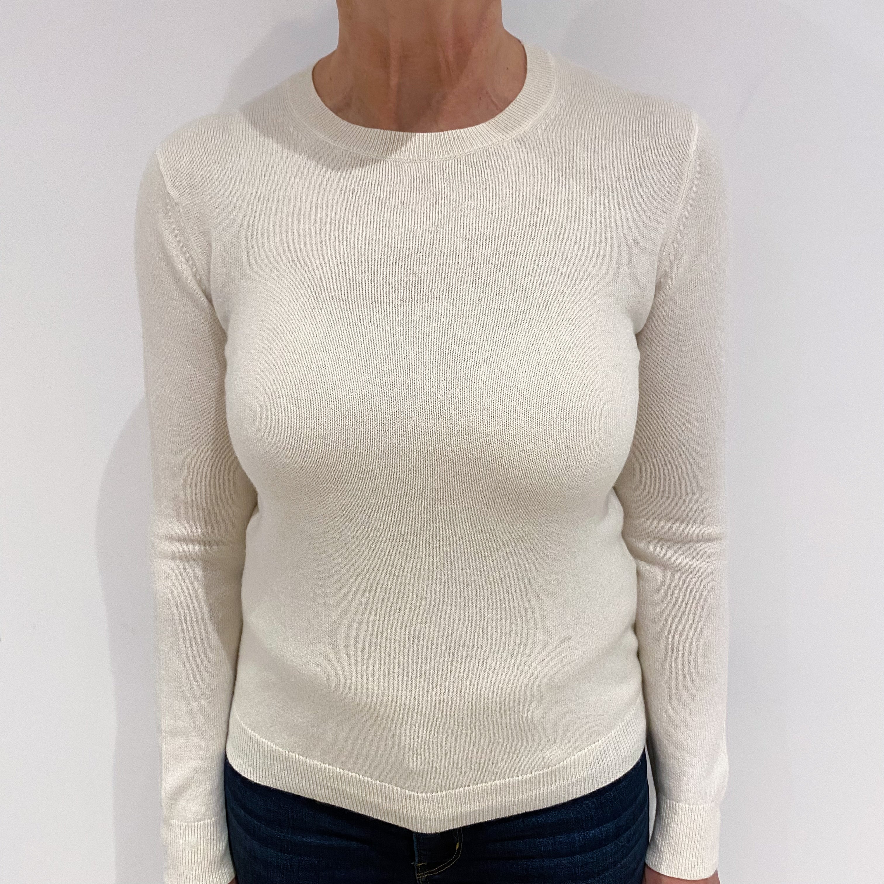 Vanilla Cream Cashmere Crew Neck Jumper Medium