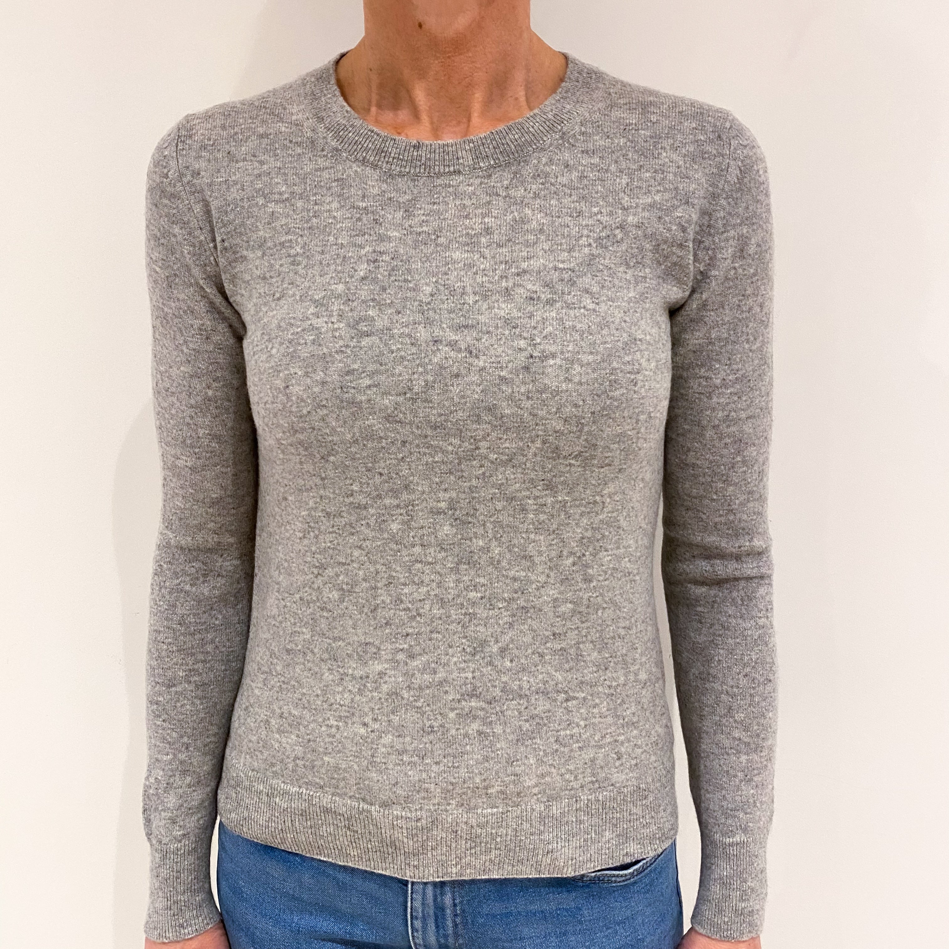 Smoke Grey Cashmere Crew Neck Jumper Small