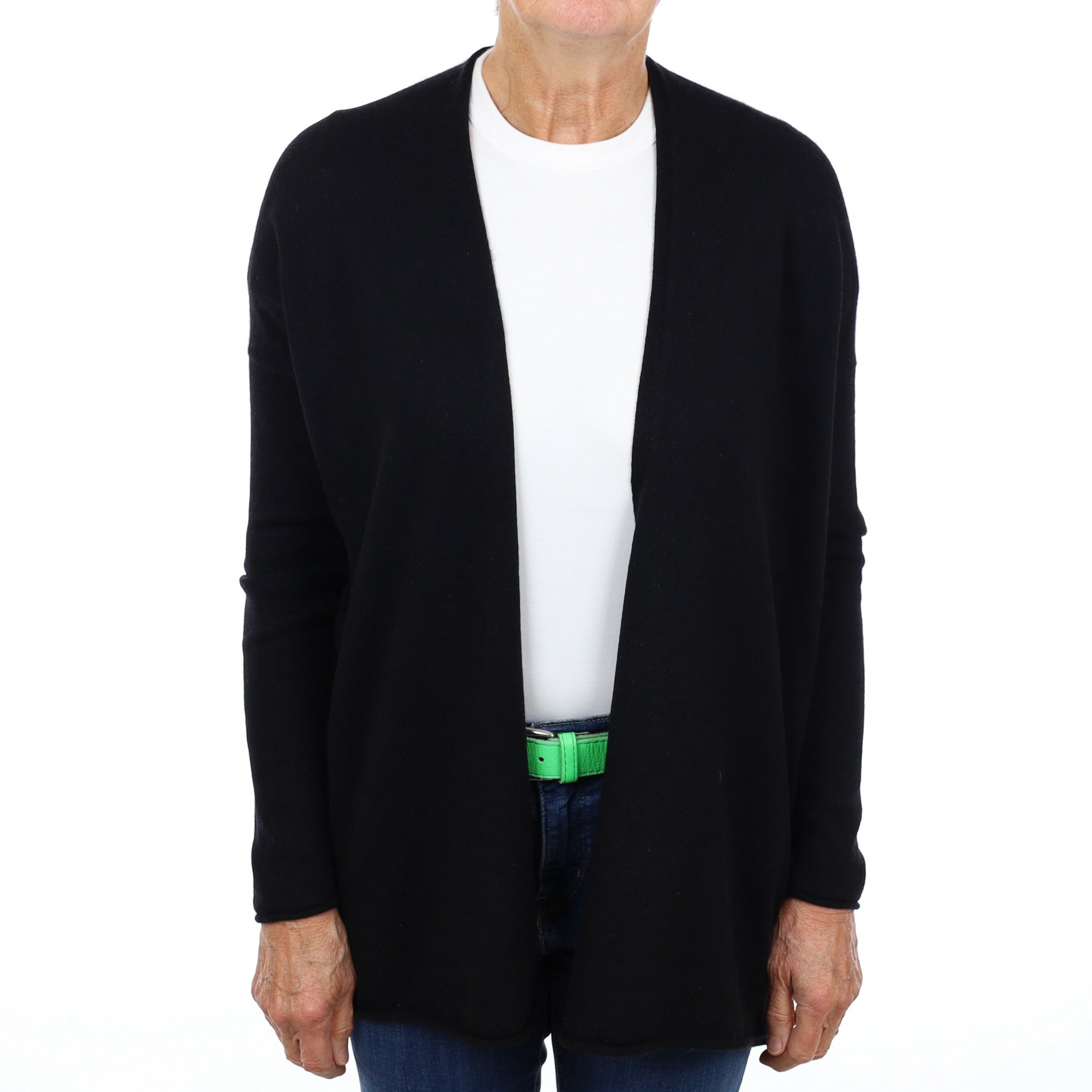 Black Cashmere Edge To Edge Cardigan Medium