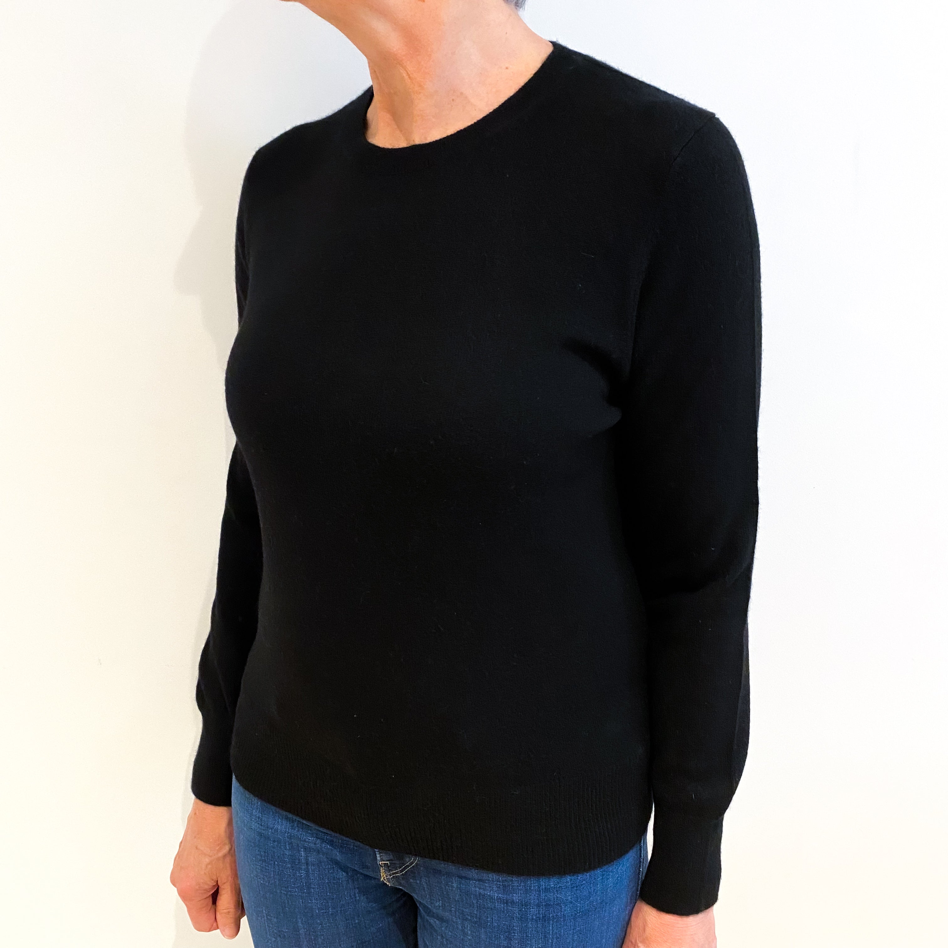 Black Cashmere Crew Neck Jumper Medium