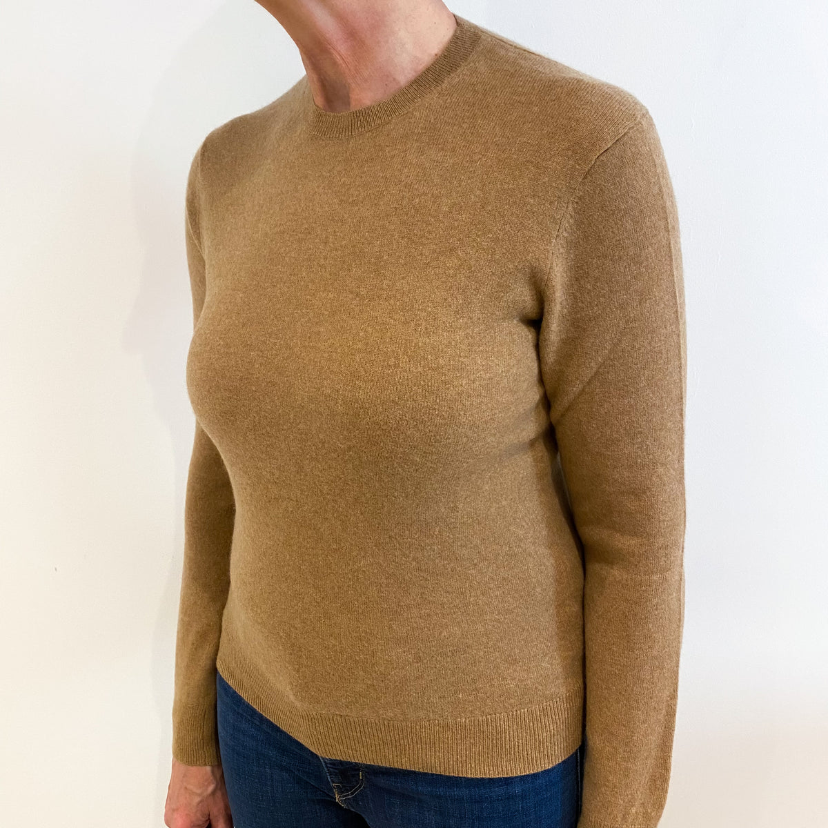 Butterscotch Brown Cashmere Crew Neck Jumper Medium