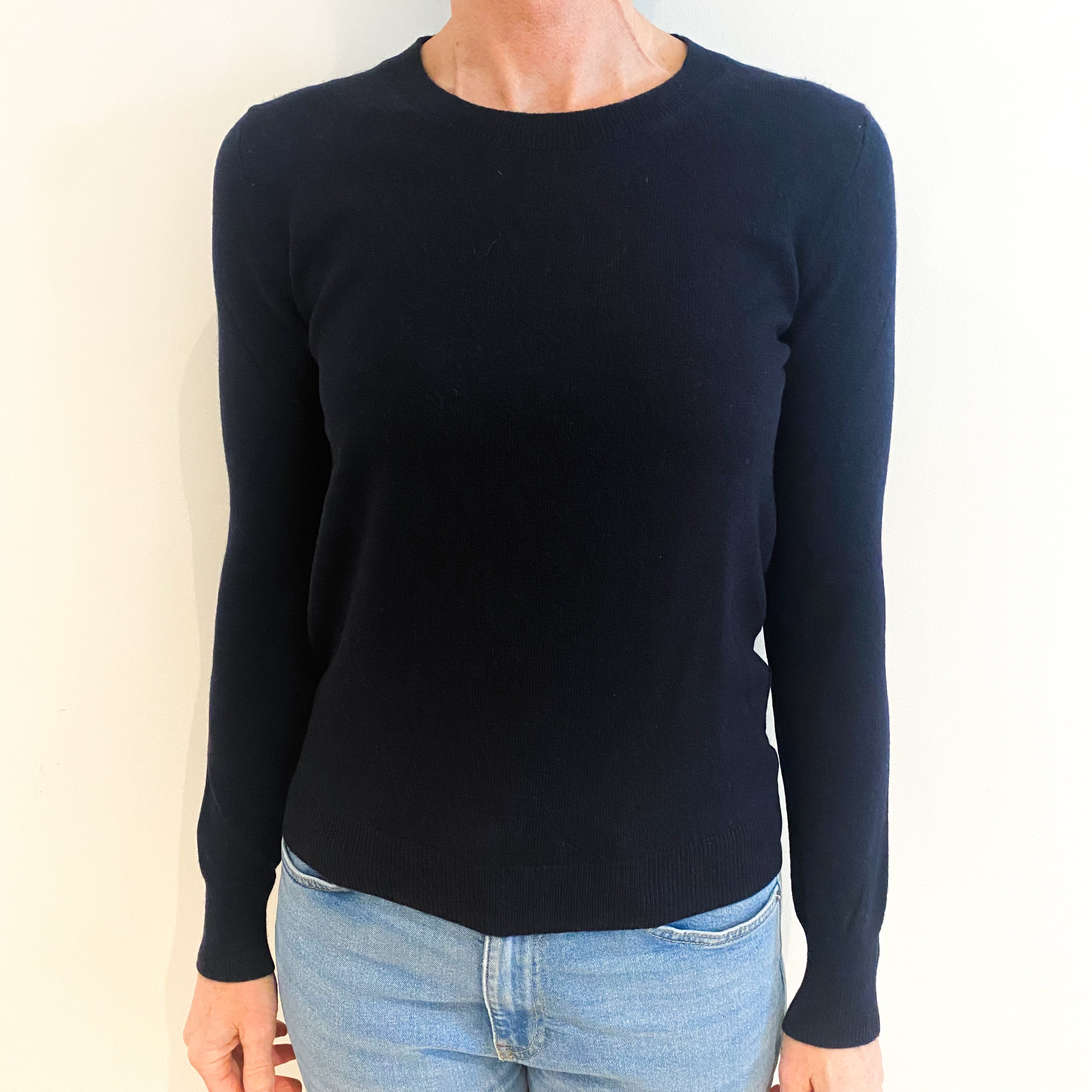 Navy Blue Cashmere Crew Neck Jumper Small