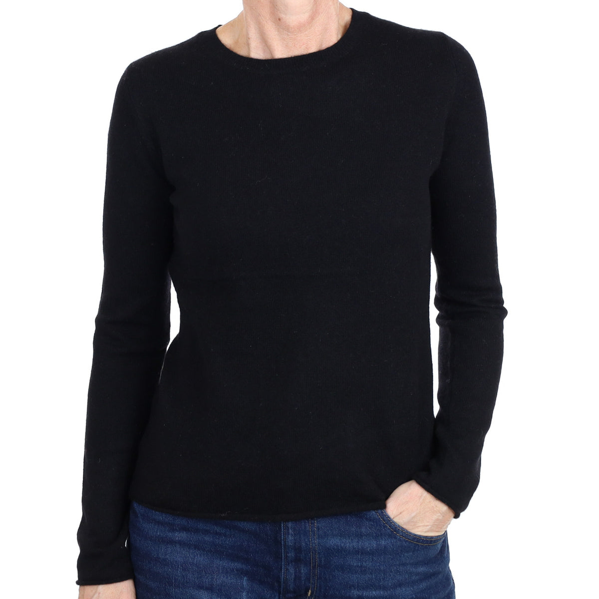 Black Cashmere Crew Neck Jumper Small