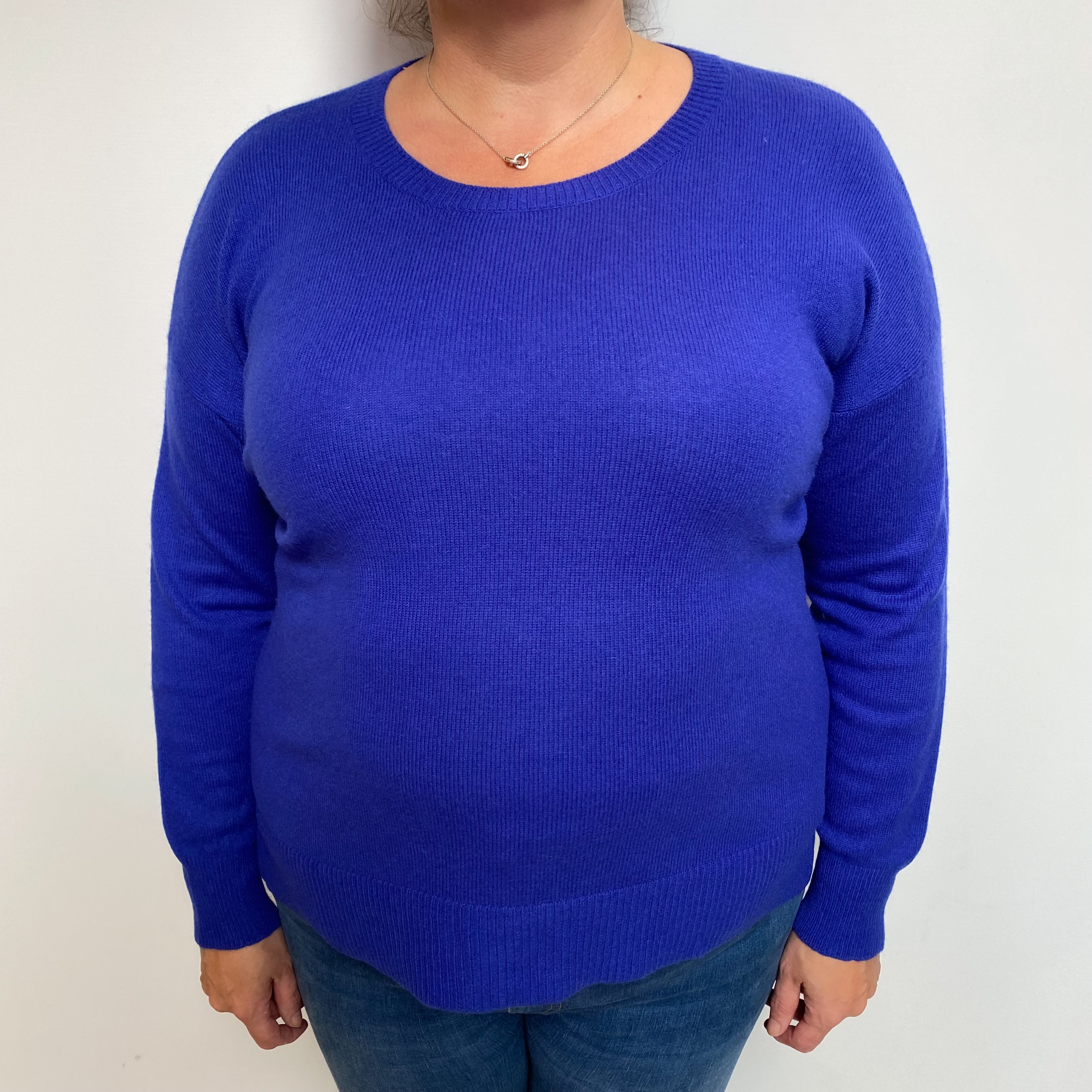Cobalt Blue Cashmere Crew Neck Jumper Extra Large