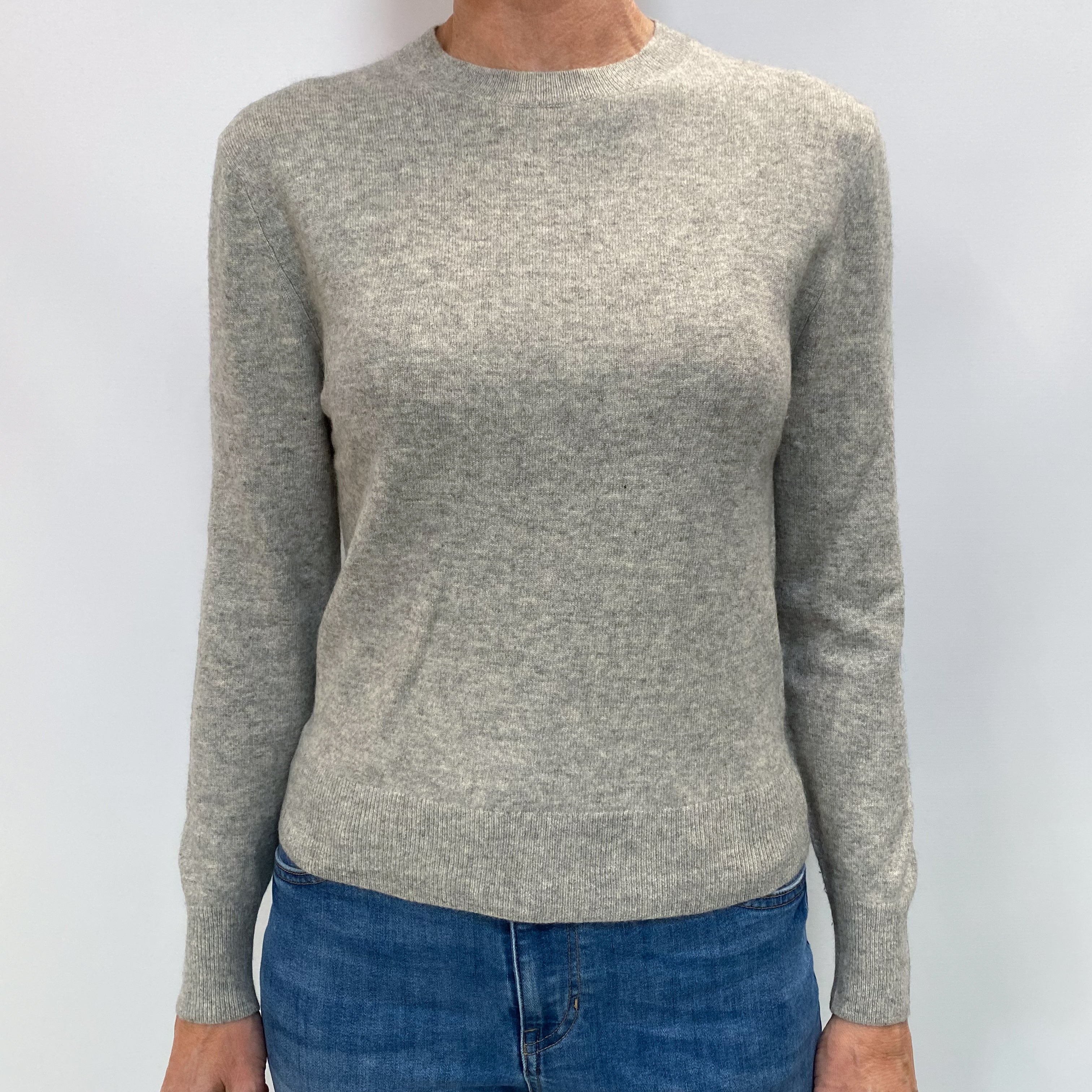 Smoke Grey Cashmere Crew Neck Jumper Small