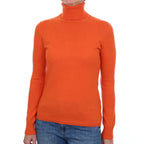 Tangerine Orange Cashmere Polo Neck Jumper Small