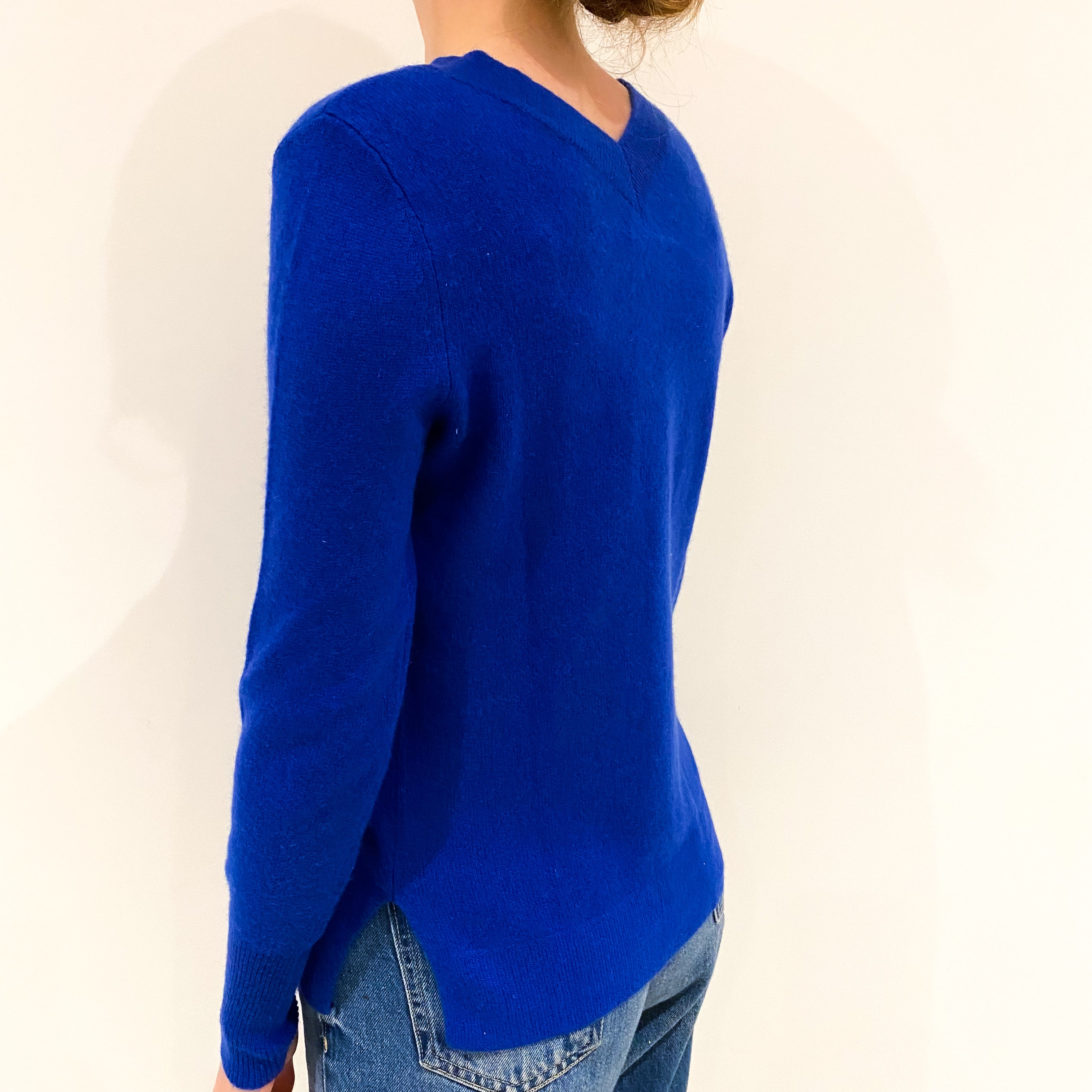 Admiral Blue V Neck Cashmere Jumper Extra Small