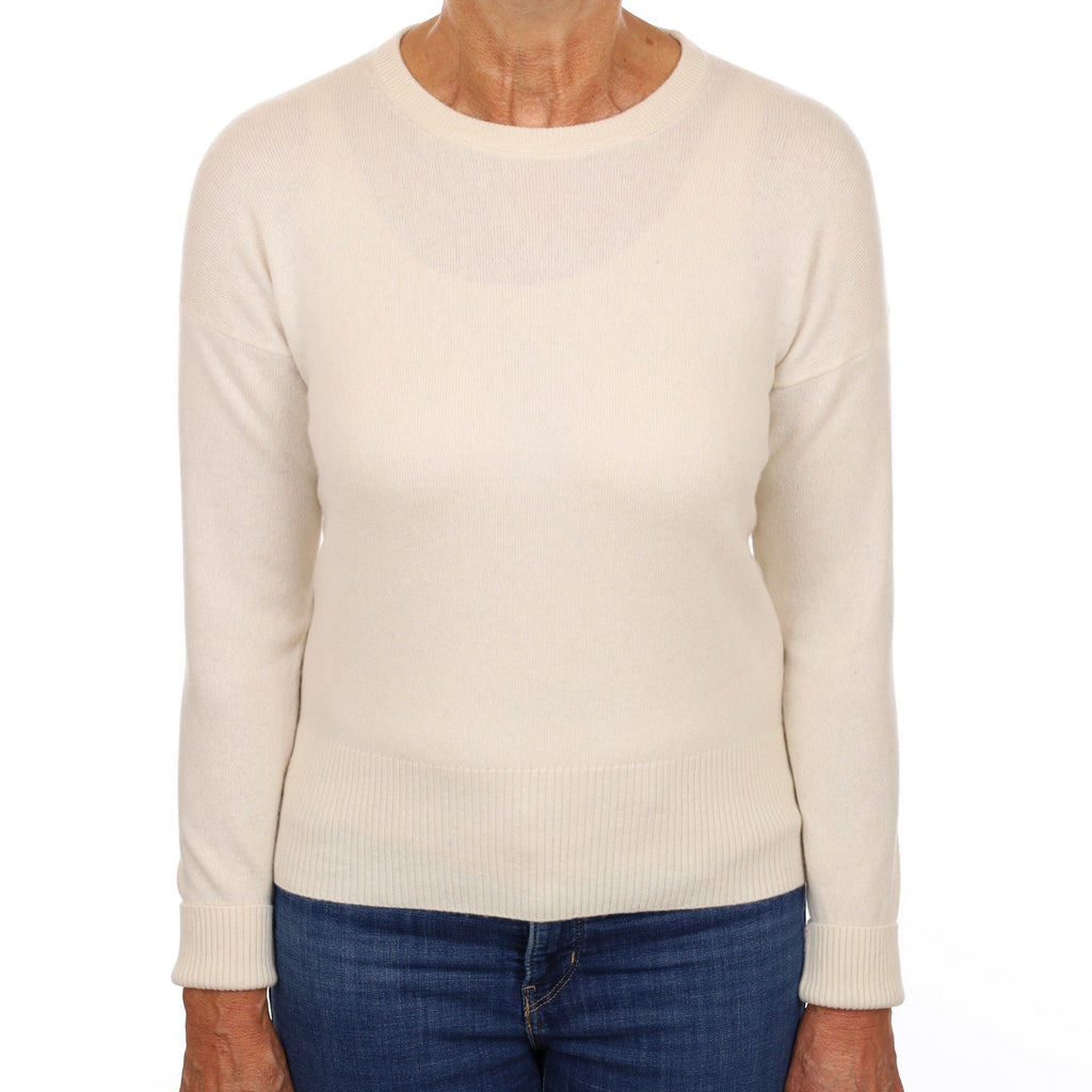 Vanilla Cream Cashmere Crew Neck Jumper Small