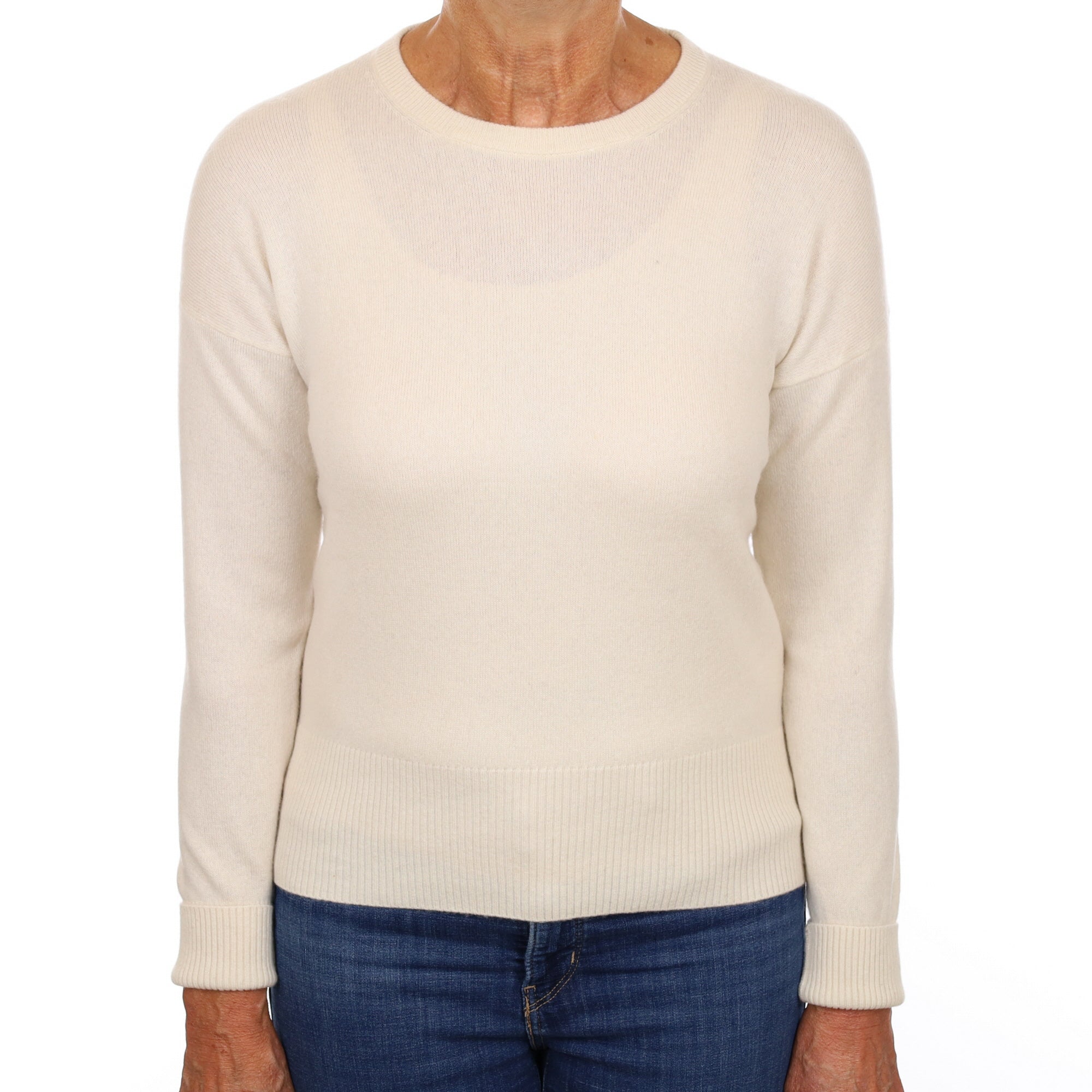 Vanilla Cream Cashmere Crew Neck Jumper Small
