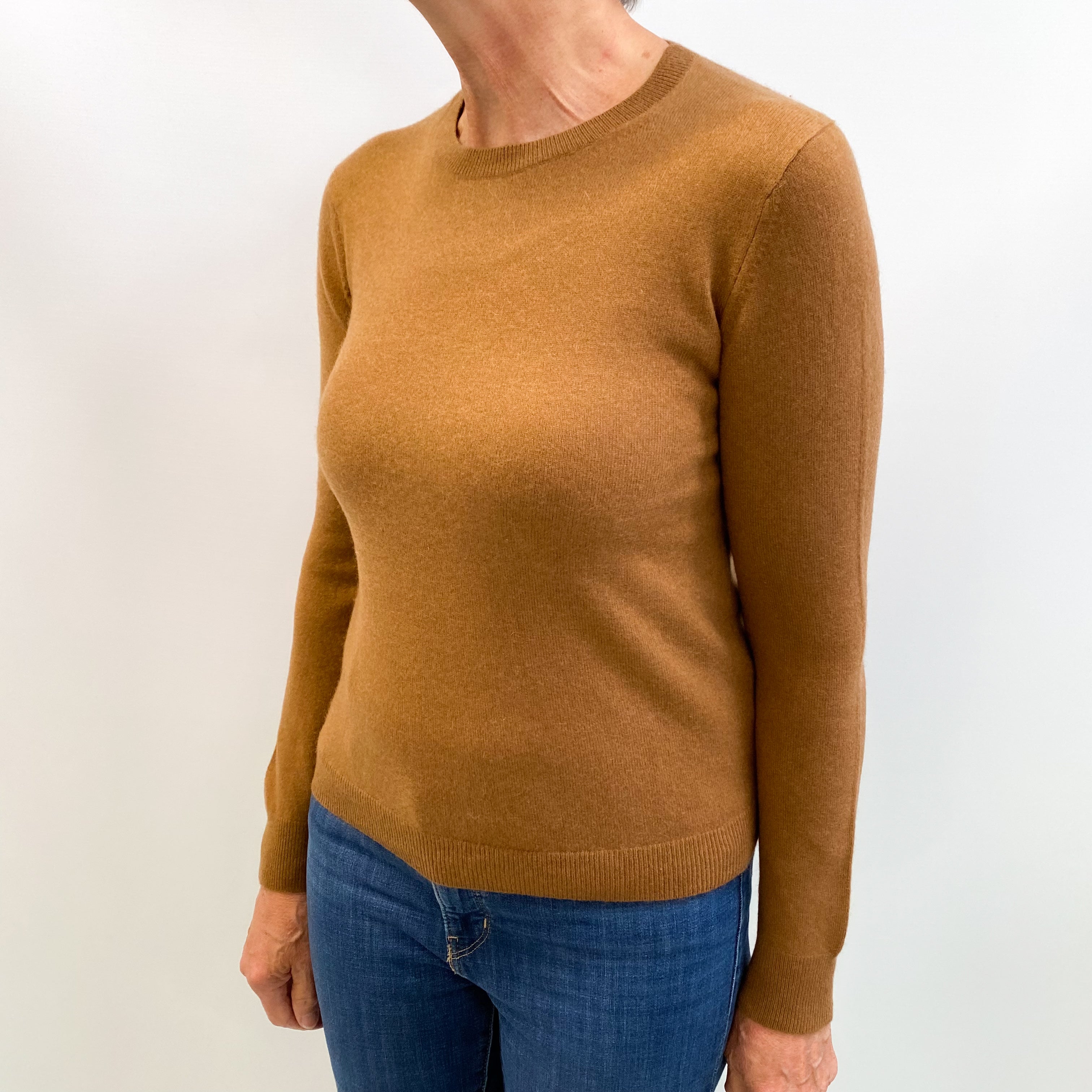 Cinnamon Brown Cashmere Crew Neck Jumper Medium