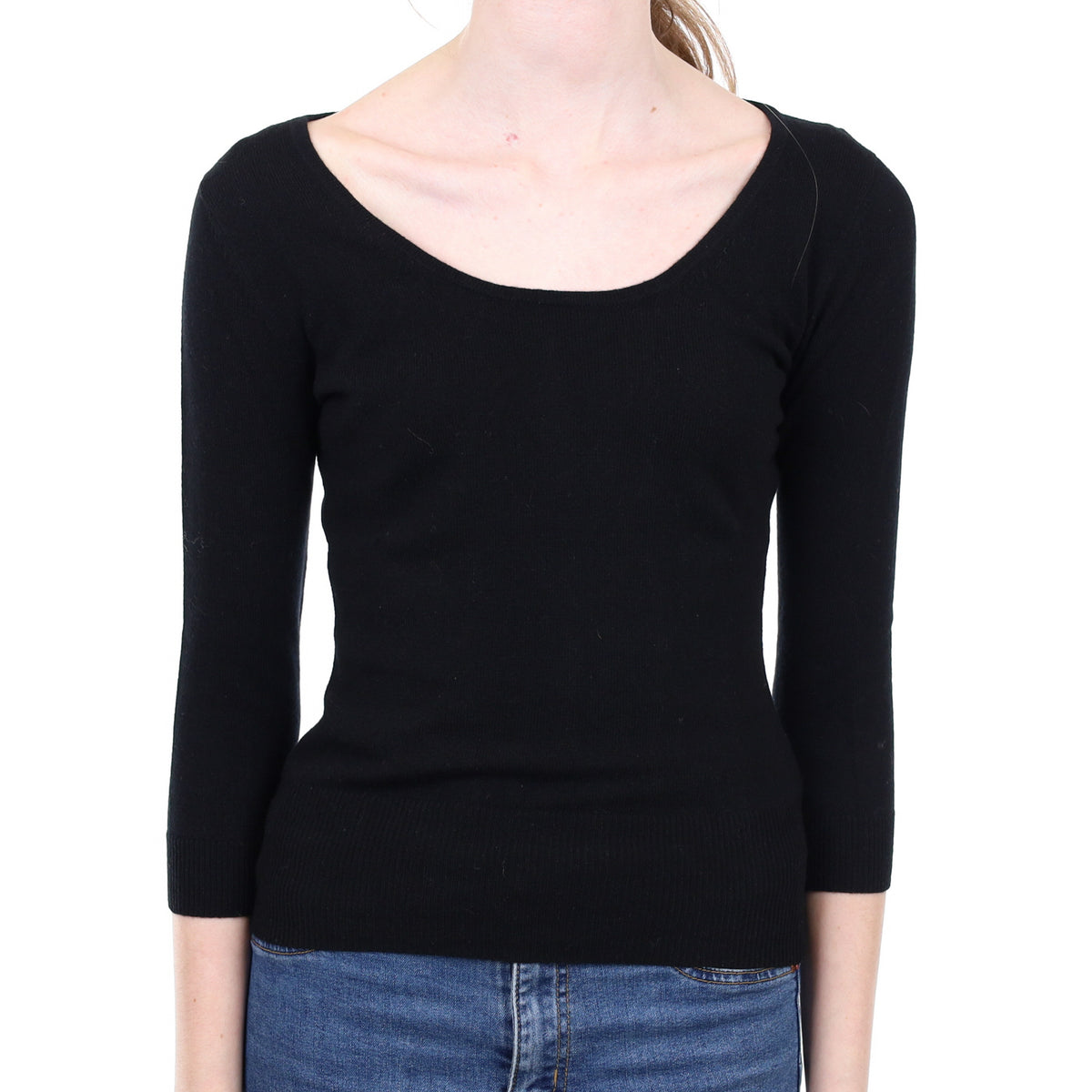 New Black Cashmere Scoop Neck Jumper Extra Small