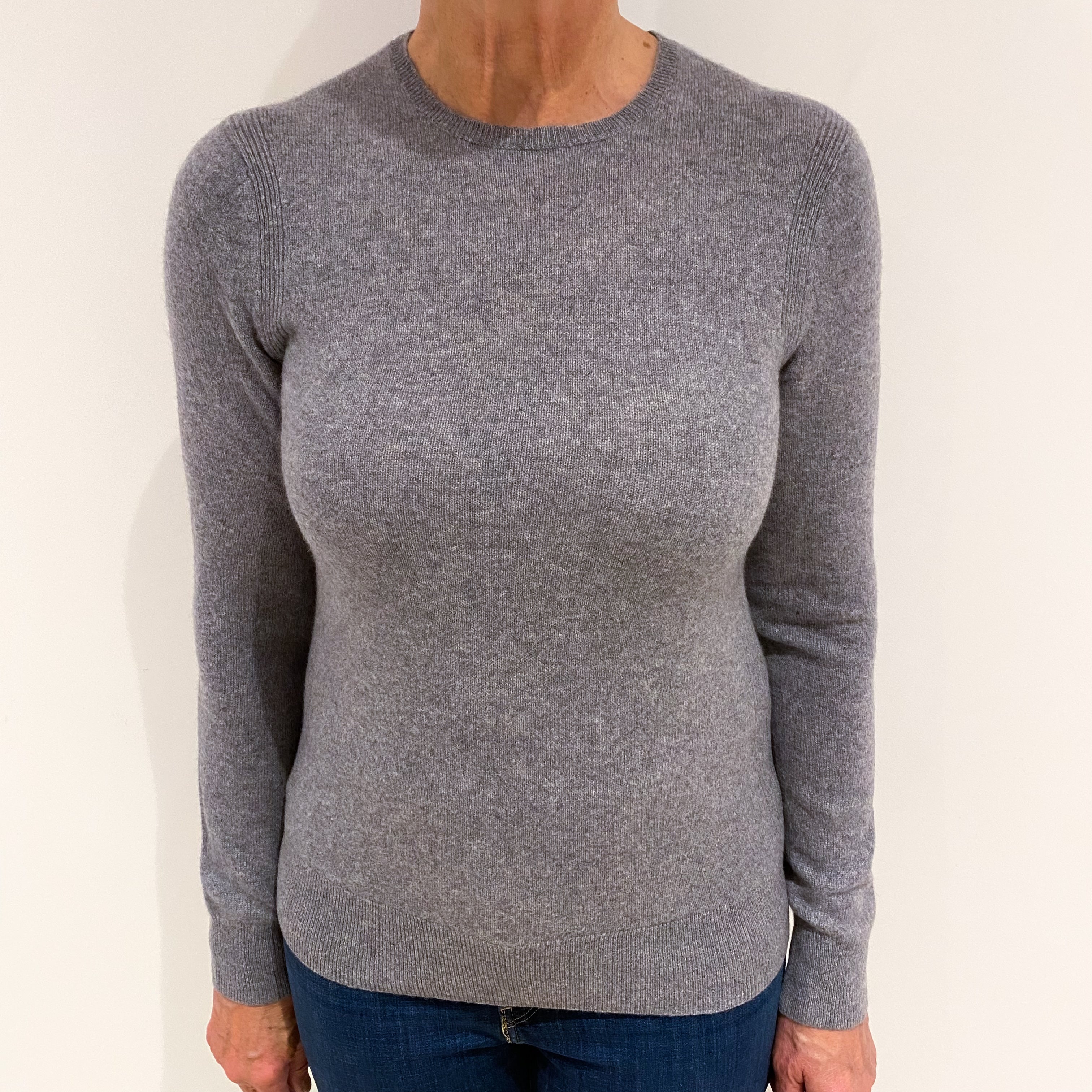 New Saks Fifth Avenue Steel Cashmere Crew Neck Jumper Medium