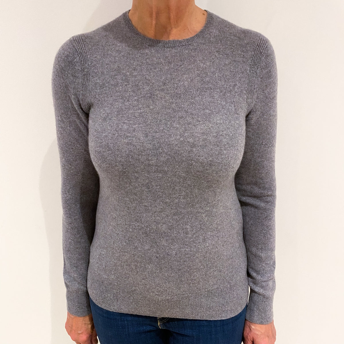 New Saks Fifth Avenue Steel Cashmere Crew Neck Jumper Medium