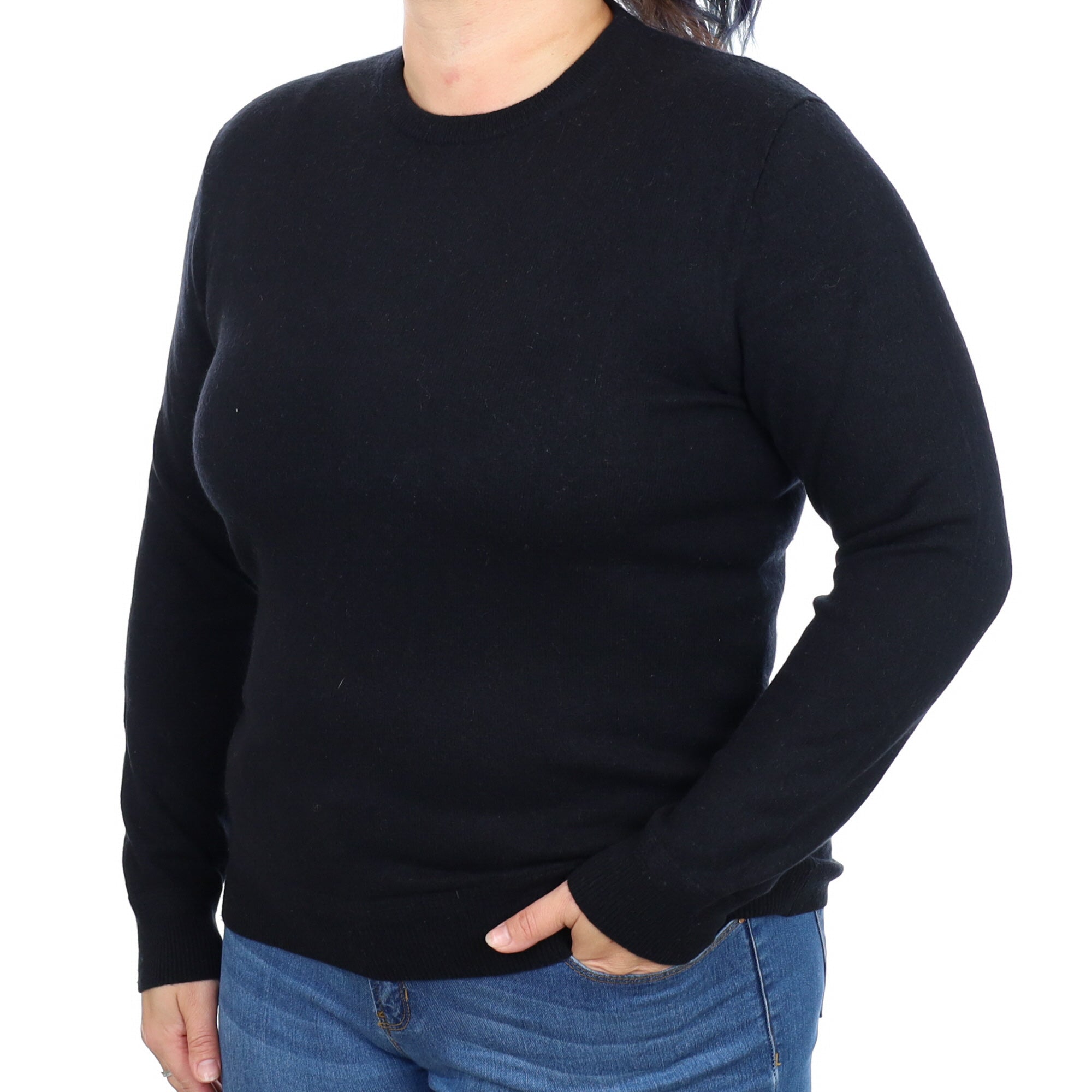 Black Cashmere Crew Neck Jumper Large