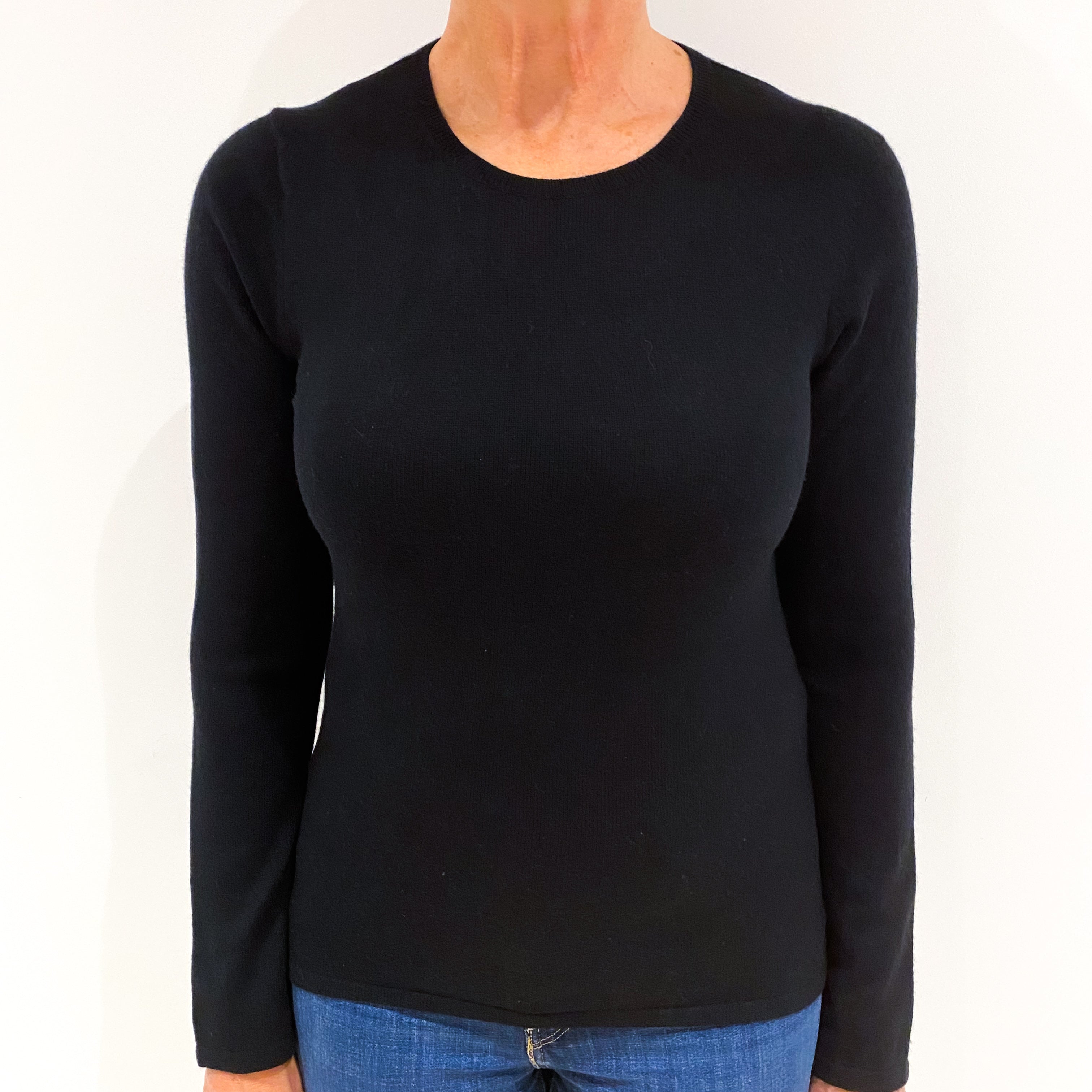 Black Cashmere Crew Neck Jumper Medium