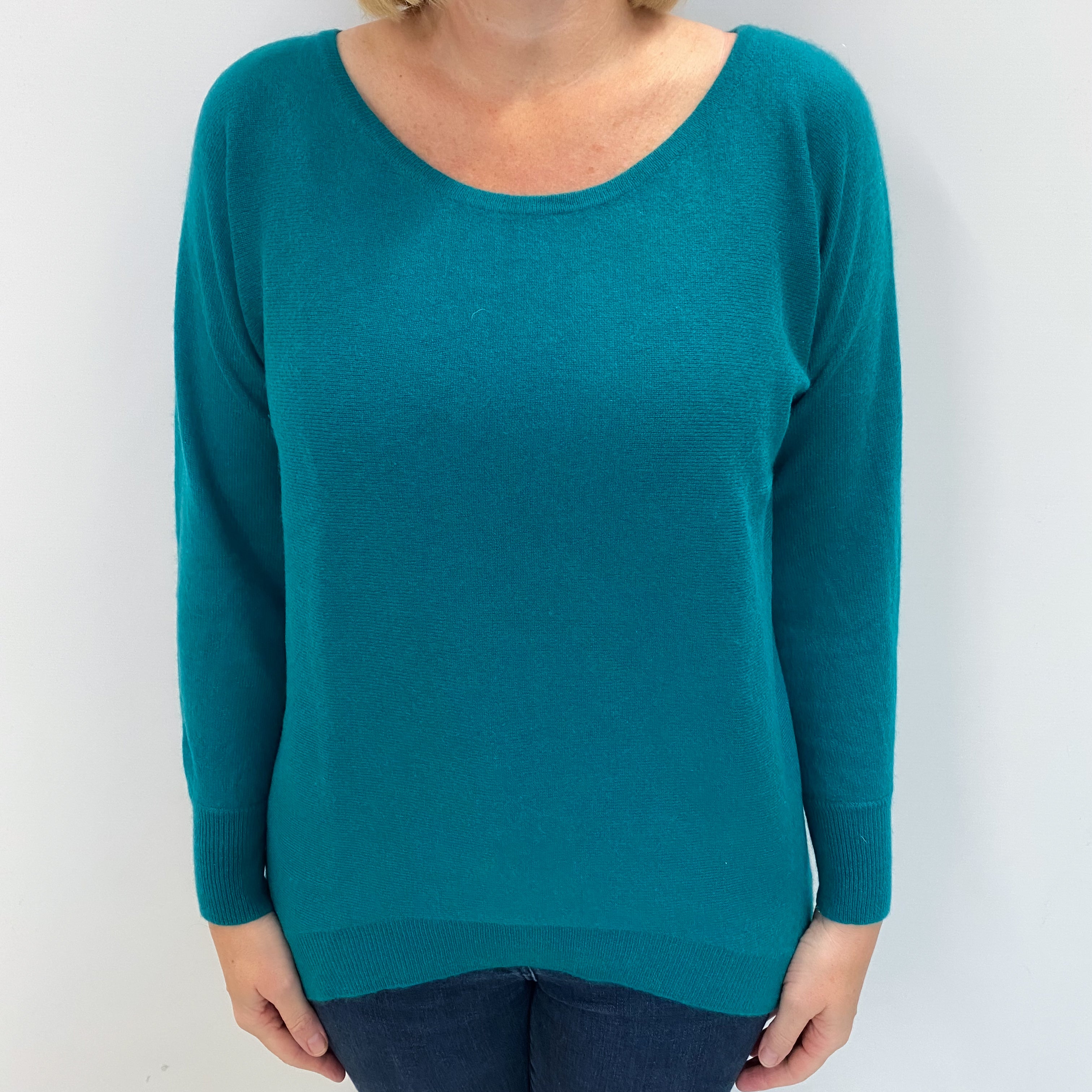 Parakeet Green Cashmere Crew Neck Jumper Large