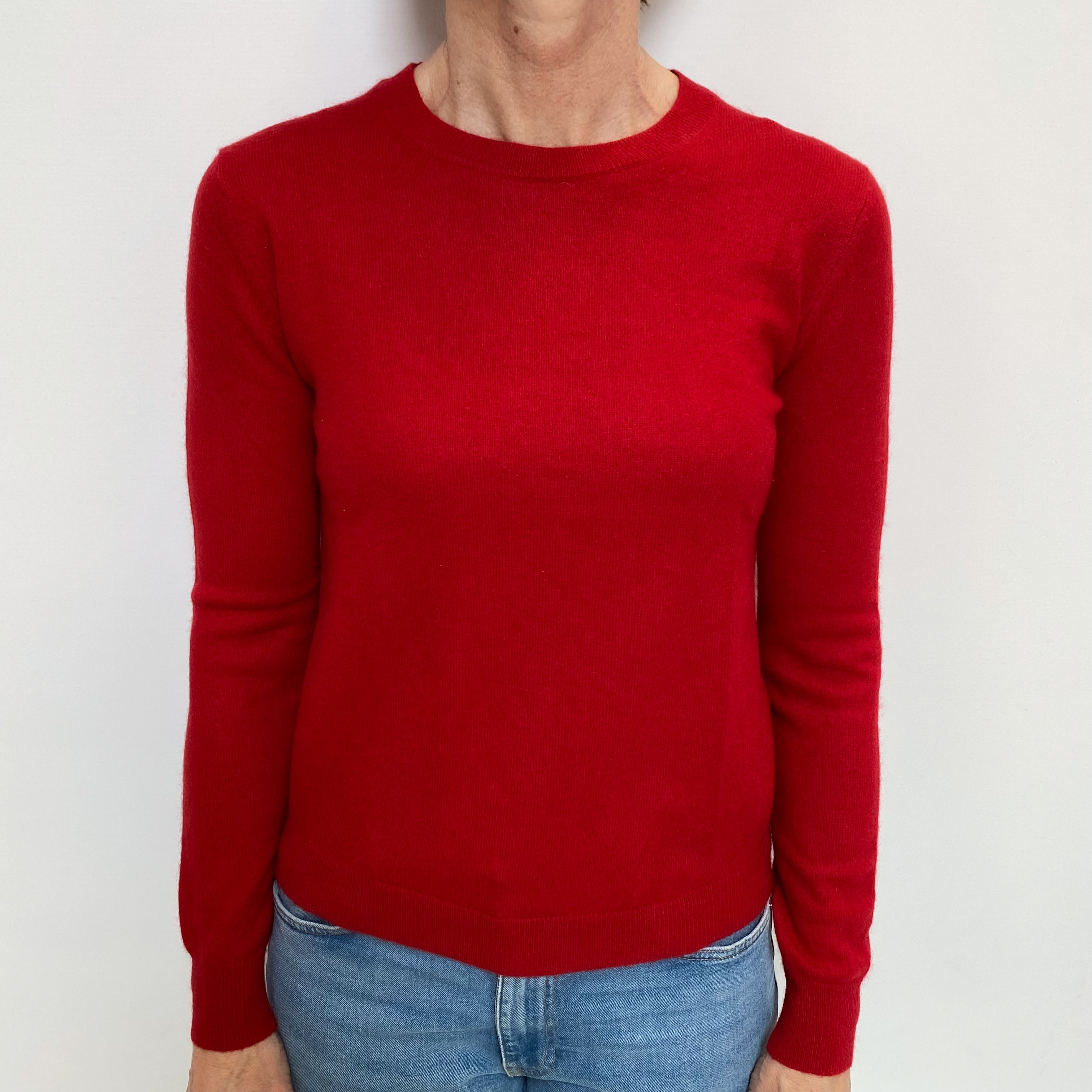 Spanish Red Cashmere Crew Neck Jumper Small
