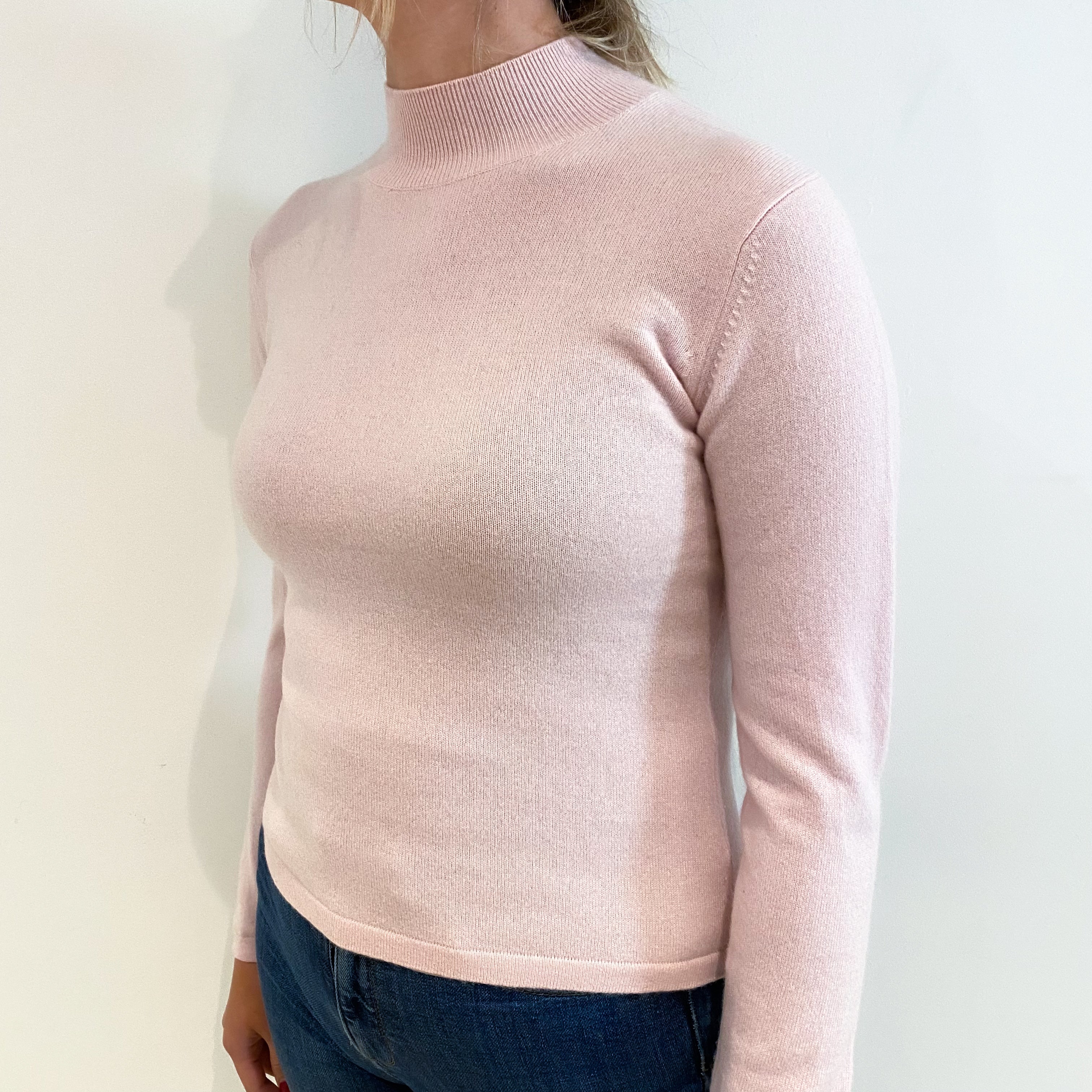 Ice Pink Cashmere Turtle Neck Jumper Small