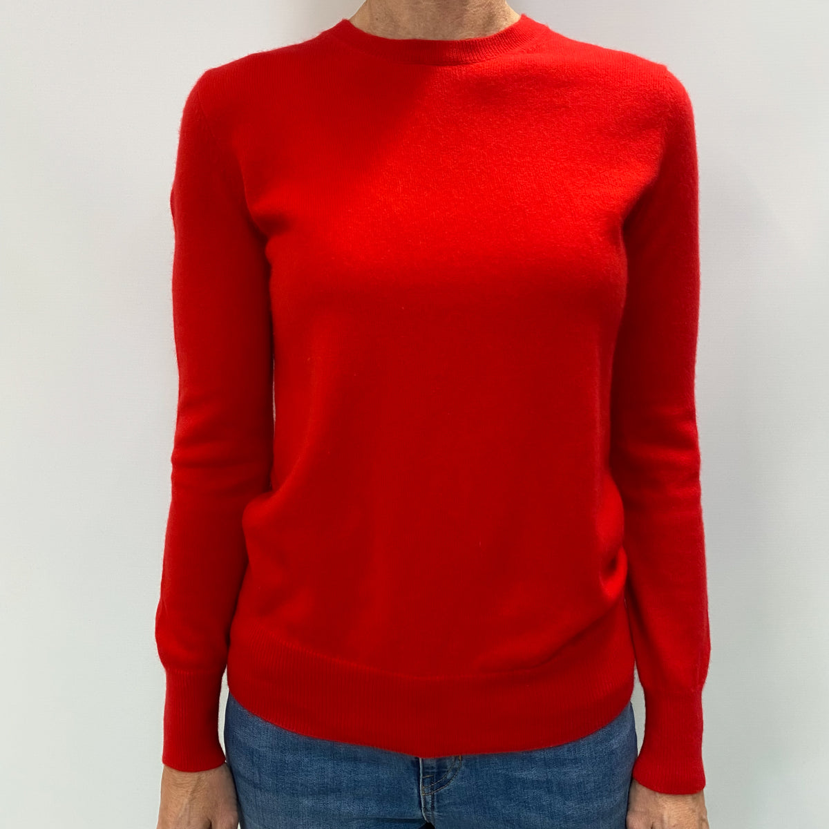Vermillion Red Cashmere Crew Neck Jumper Small