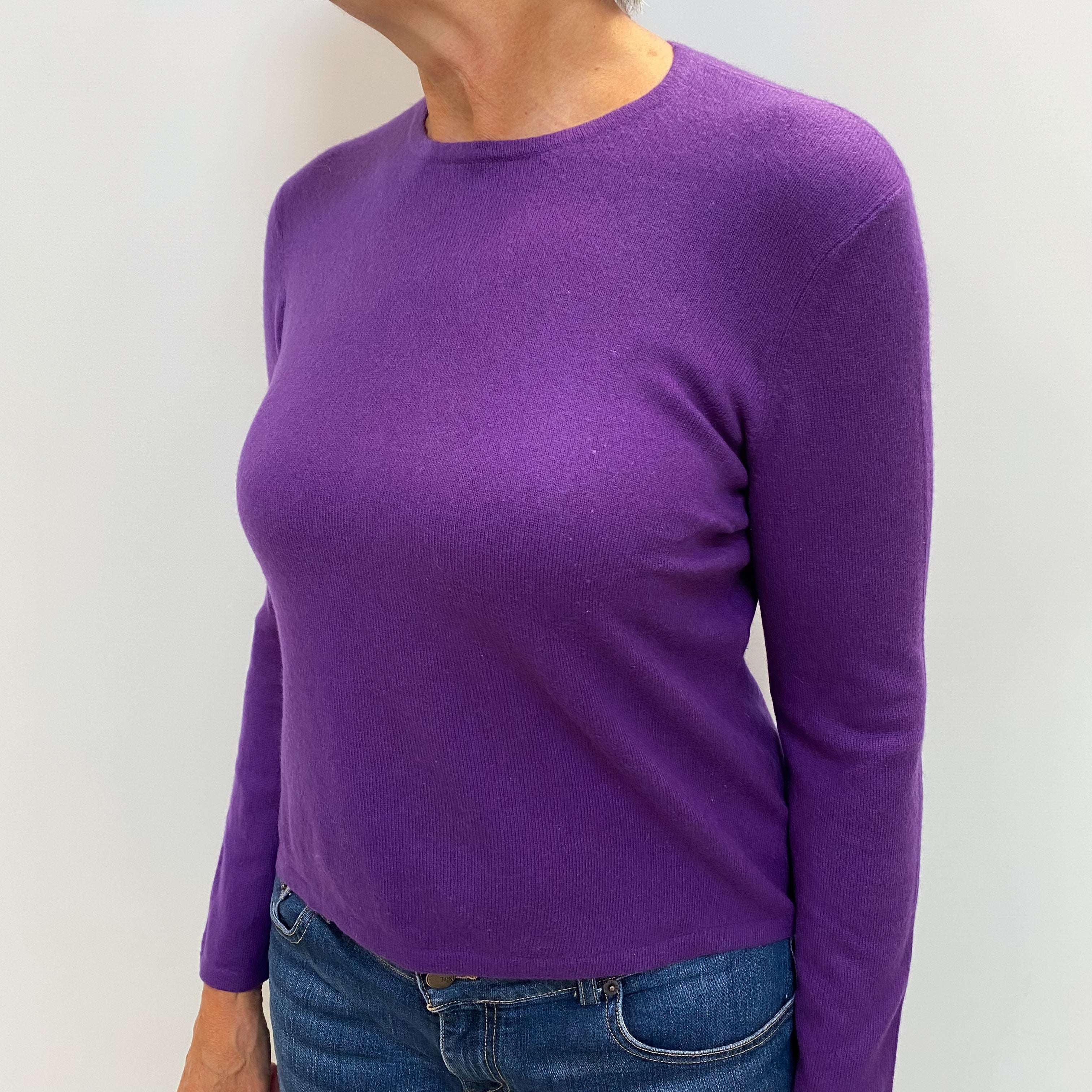 Violet Purple Cashmere Crew Neck Jumper Medium