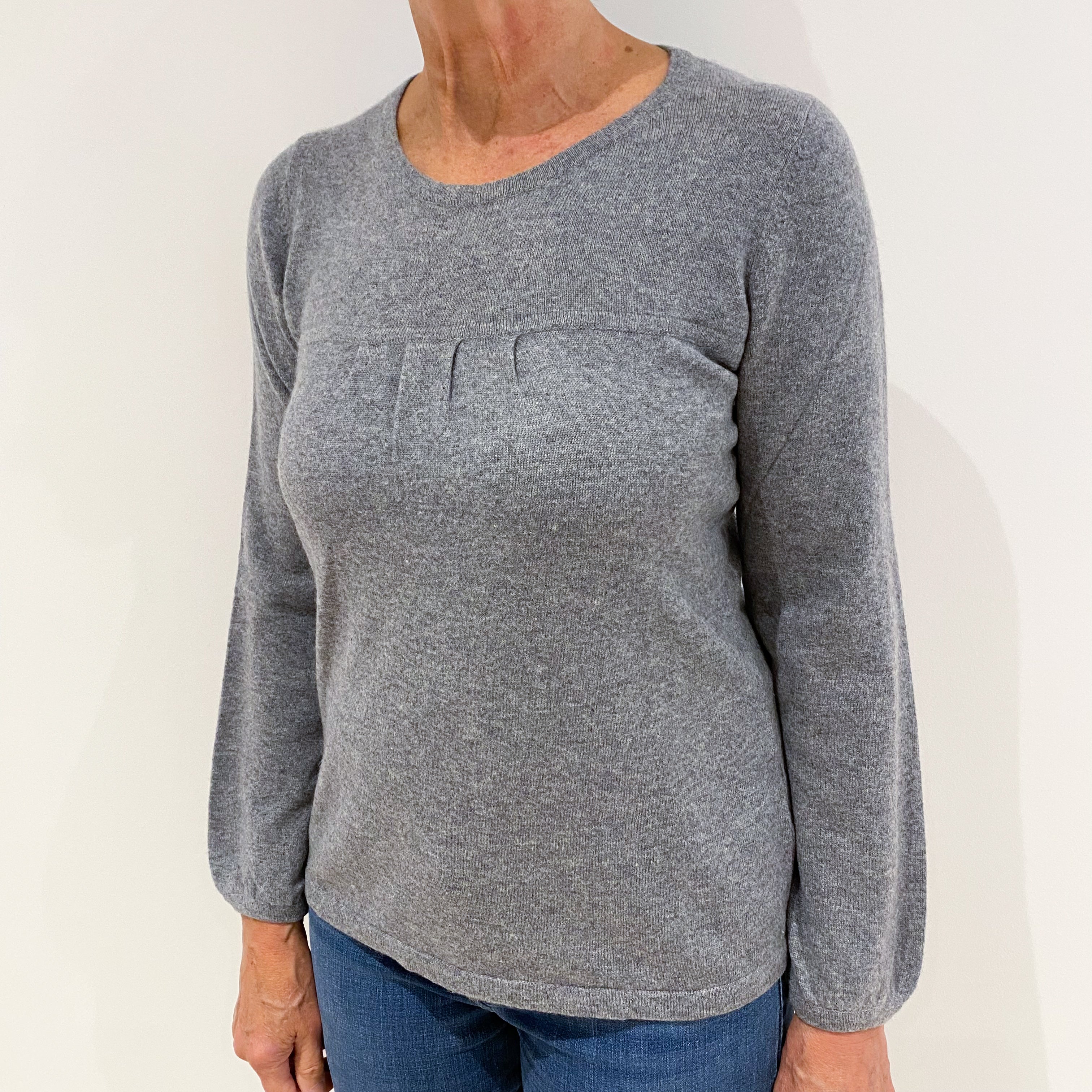 Ash Grey Cashmere Crew Neck Jumper Medium