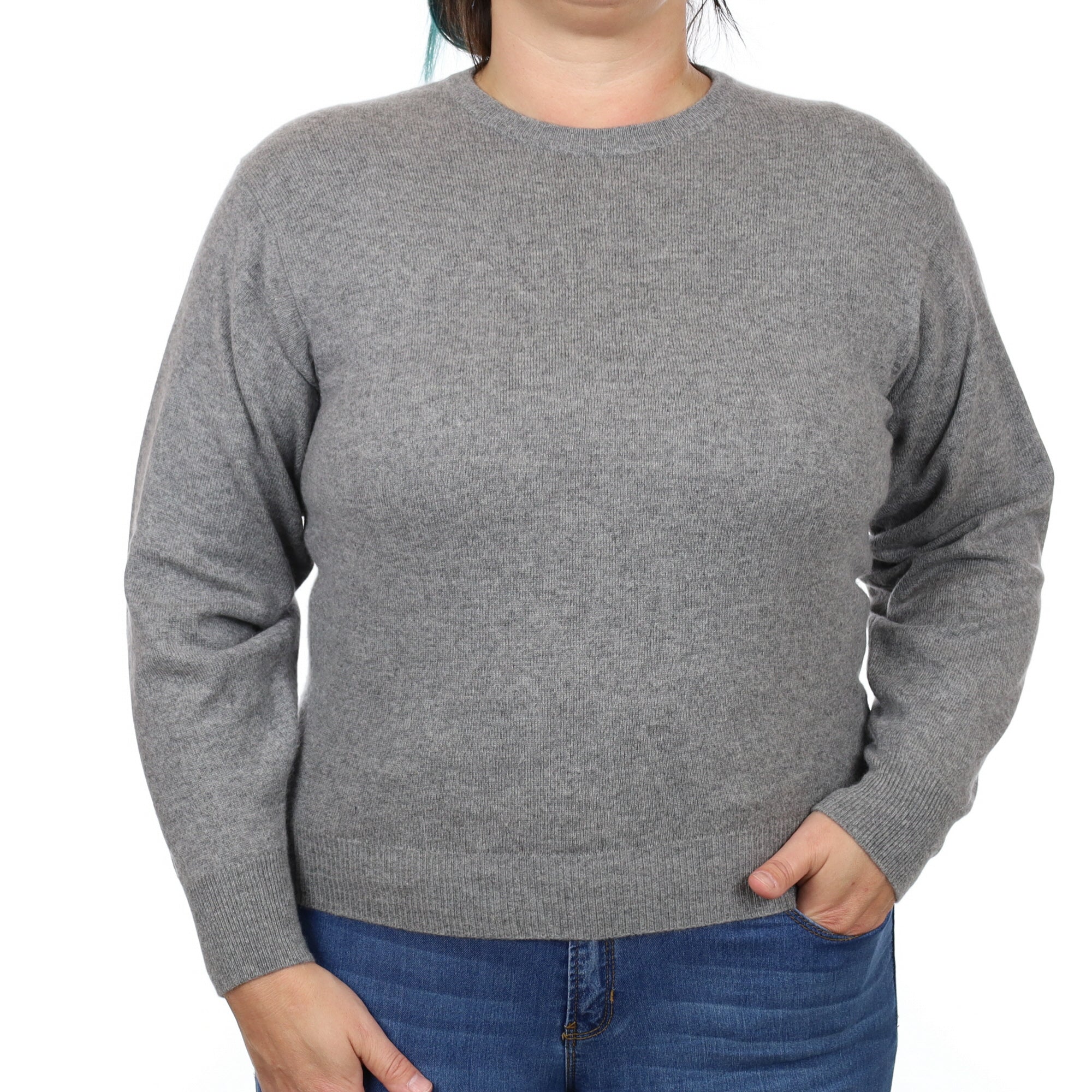 Ash Grey Cashmere Crew Neck Jumper Large