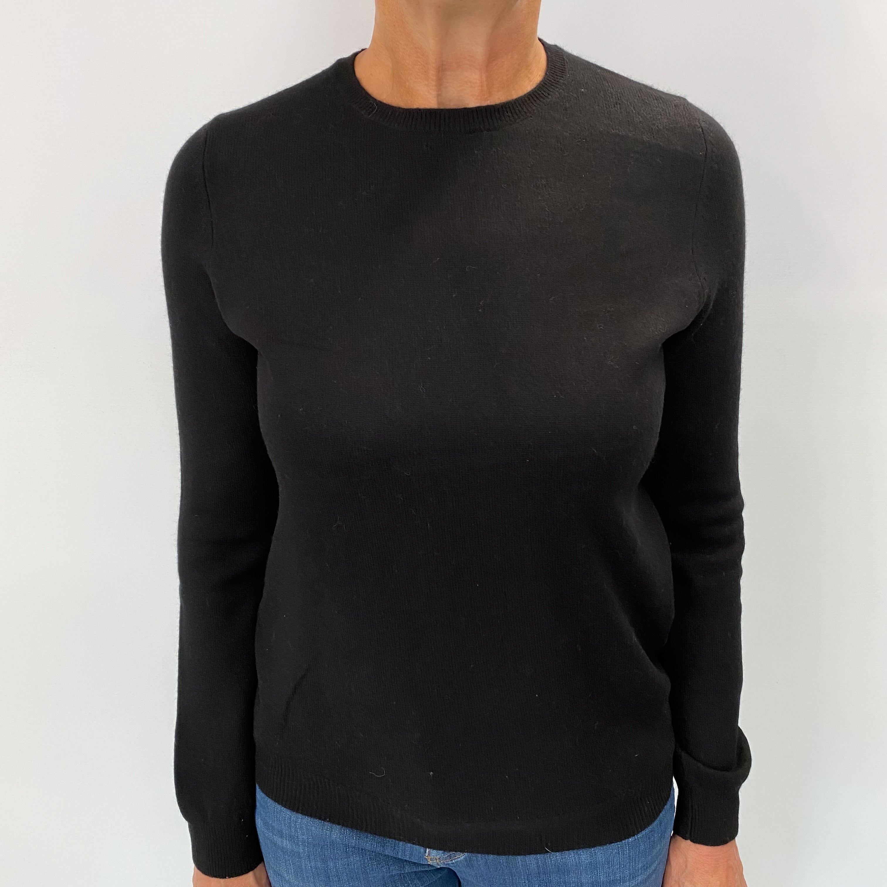 Black Cashmere Crew Neck Jumper Medium