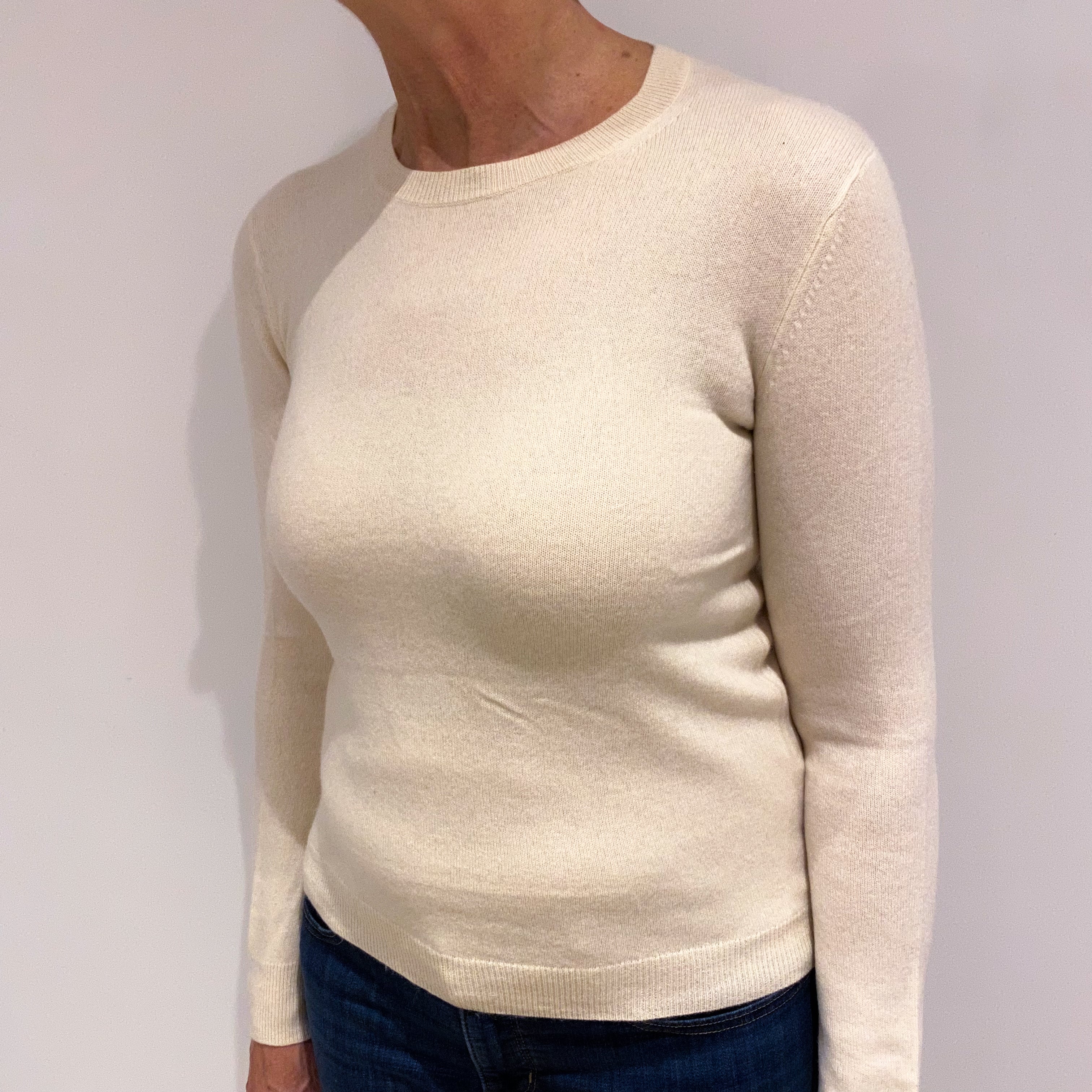 Vanilla Cream Cashmere Crew Neck Jumper Medium