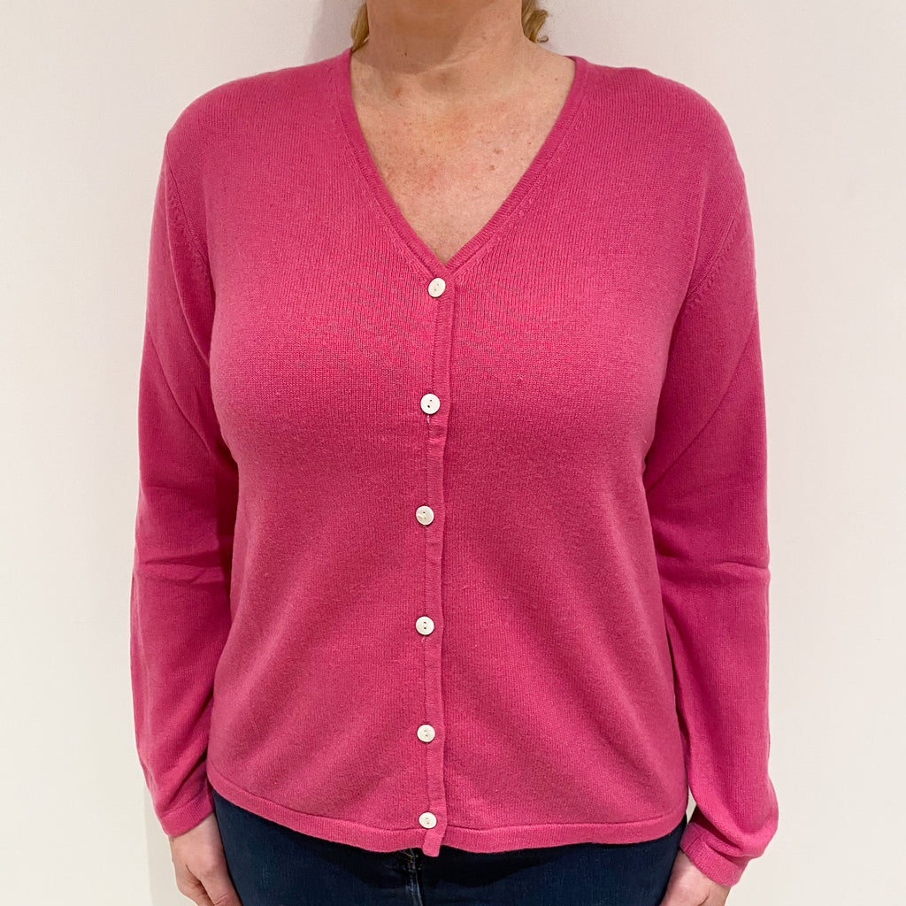 Tulip Pink Cashmere V-Neck Cardigan Large