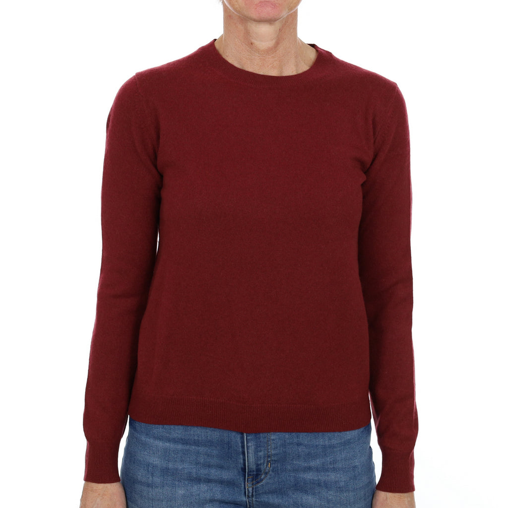 Burgundy Red Cashmere Crew Neck Jumper Small
