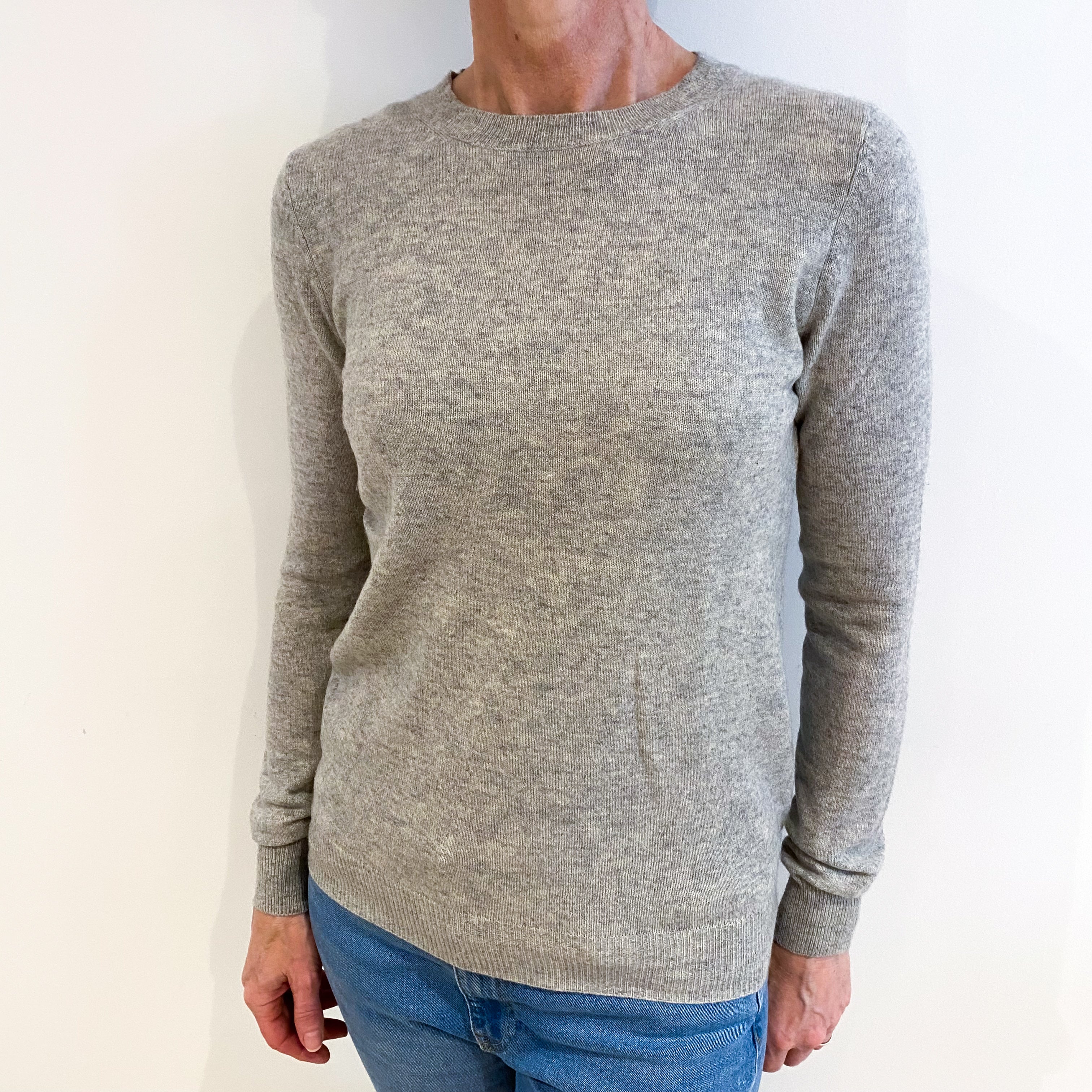 Smoke Grey Cashmere Crew Neck Jumper Small