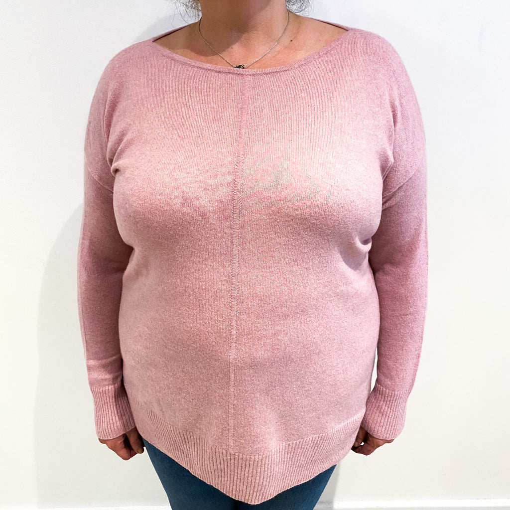 Faded Heather Pink Cashmere Crew Neck Jumper Extra Large