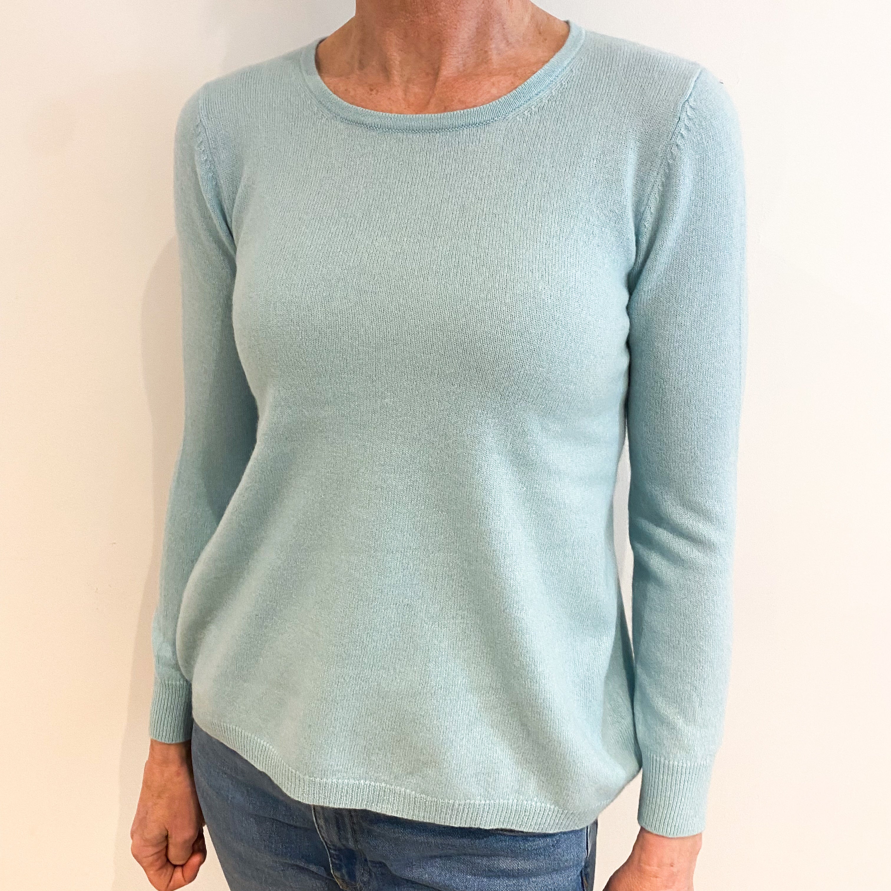 Mint Blue Cashmere Crew Neck Jumper Small