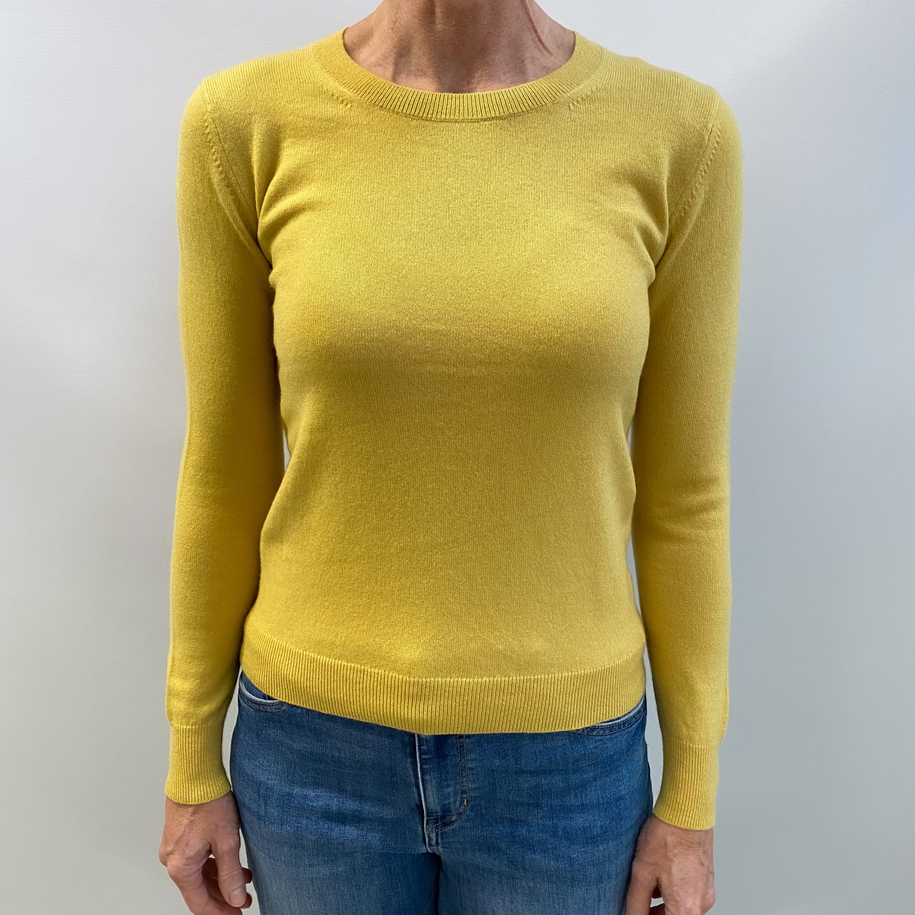 Sunflower Yellow Cashmere Crew Neck Jumper Small