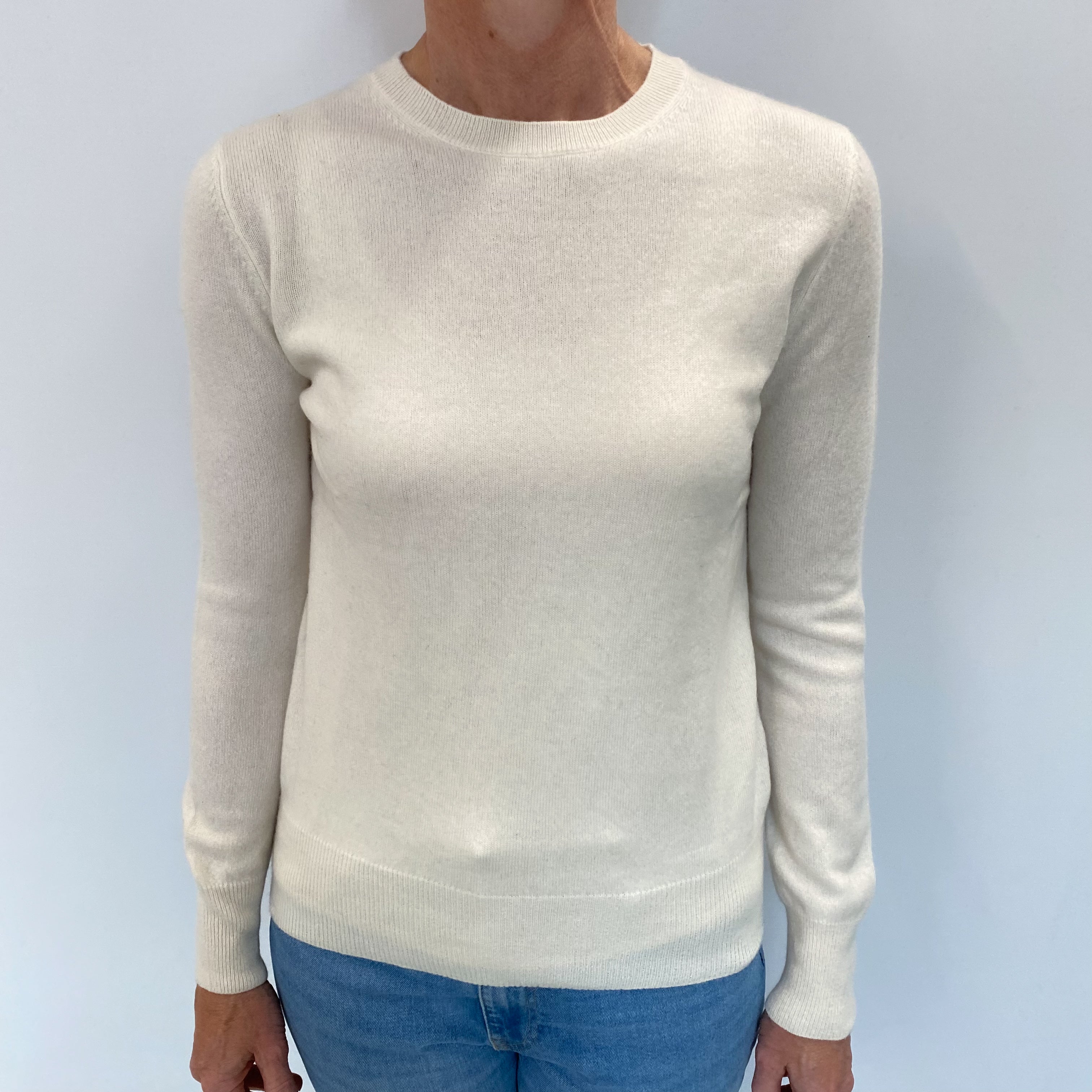 Winter White Cashmere Crew Neck Jumper Small