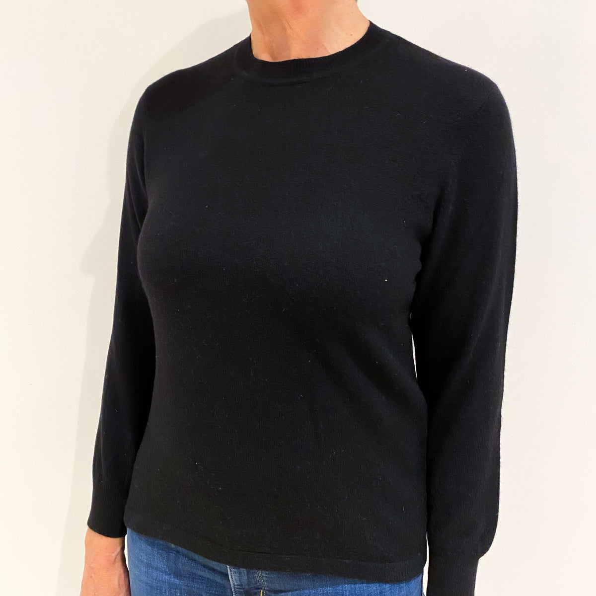 Black Cashmere Crew Neck Jumper Medium