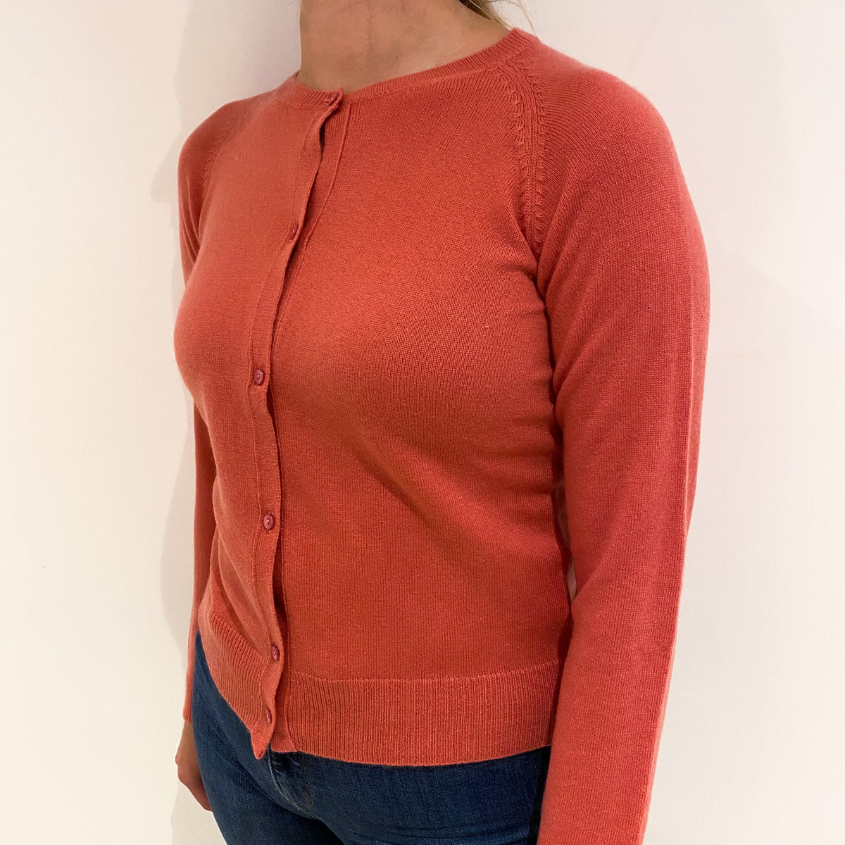 Rouge Pink Cashmere Crew Cardigan Small