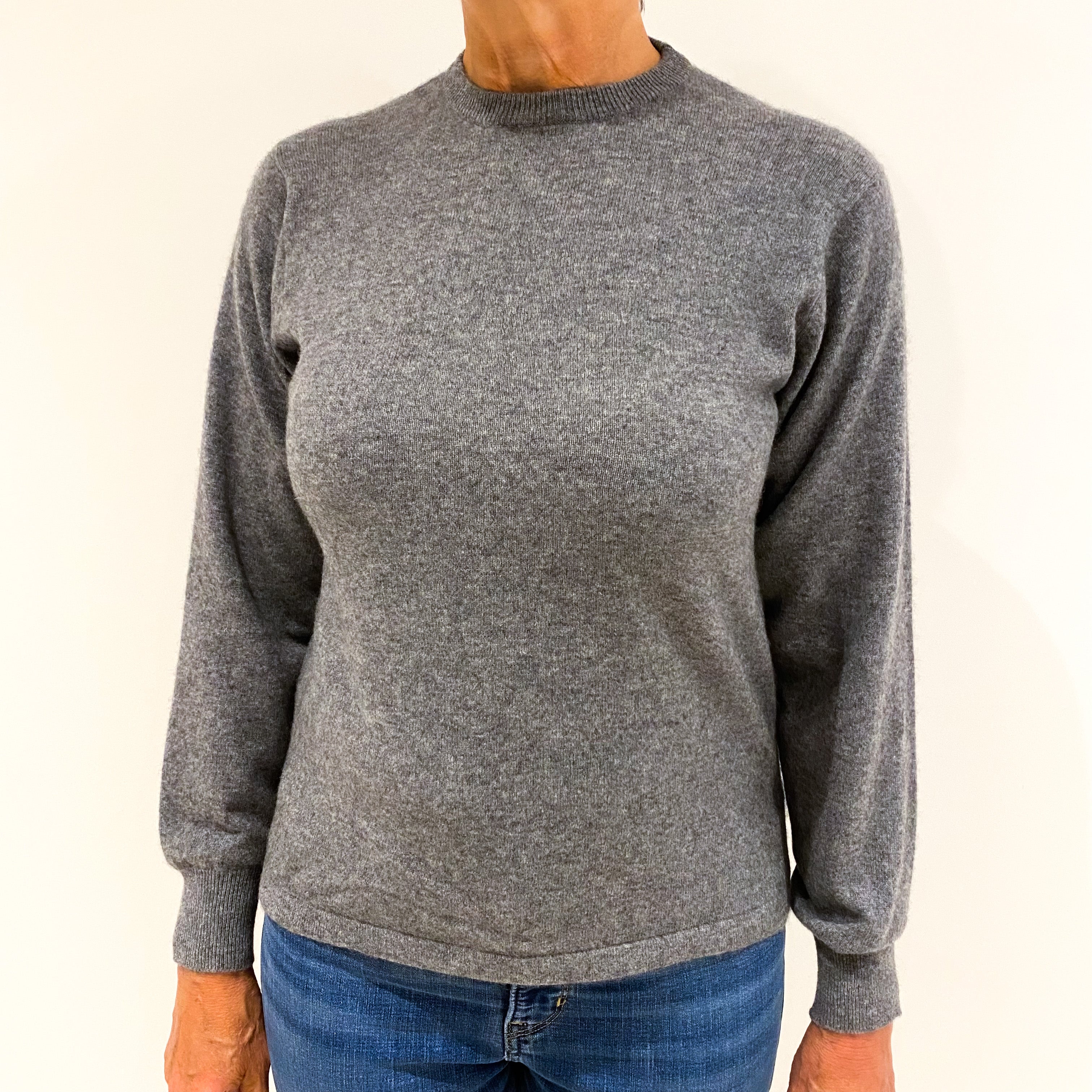 Ash Grey Cashmere Crew Neck Jumper Medium