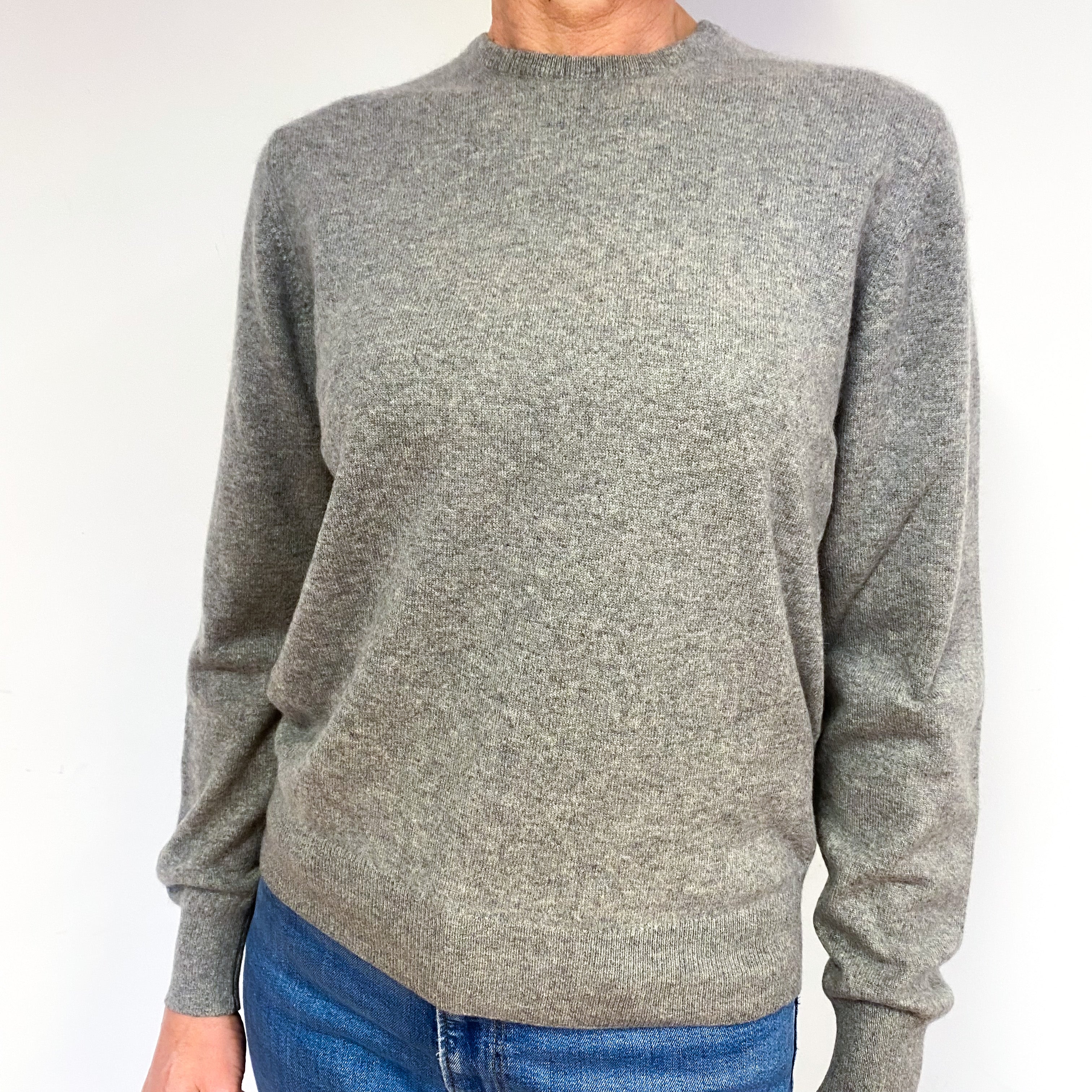 Smoke Grey Cashmere Crew Neck Jumper Medium