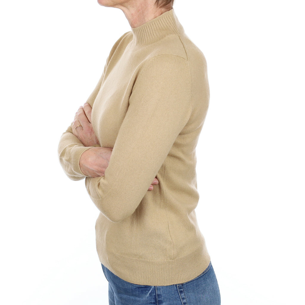 Camel Brown Cashmere Turtle Neck Jumper Small