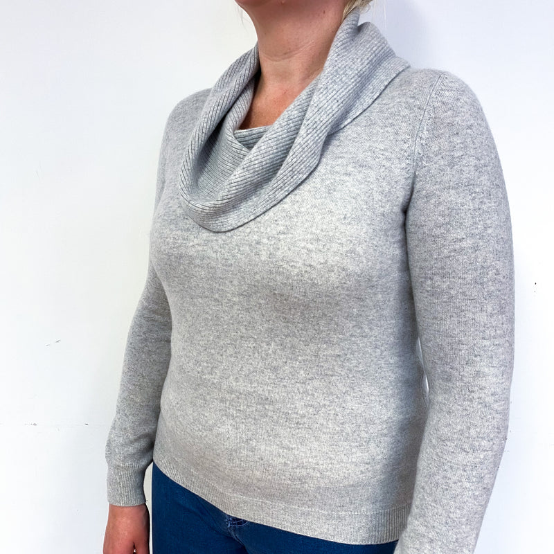 Smoke Grey Cashmere Cowl Neck Jumper Large