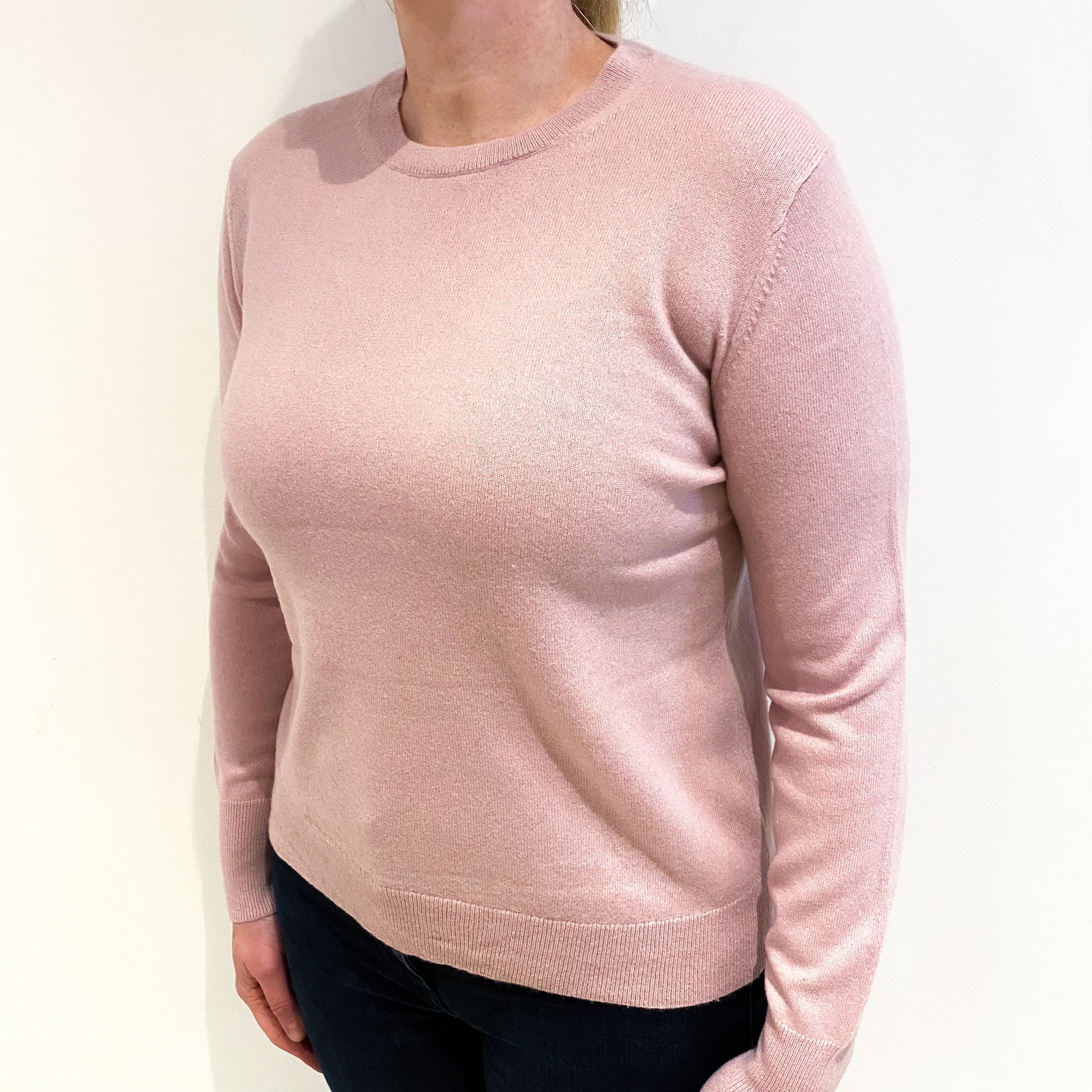 Blush Pink Cashmere Crew Neck Jumper Large