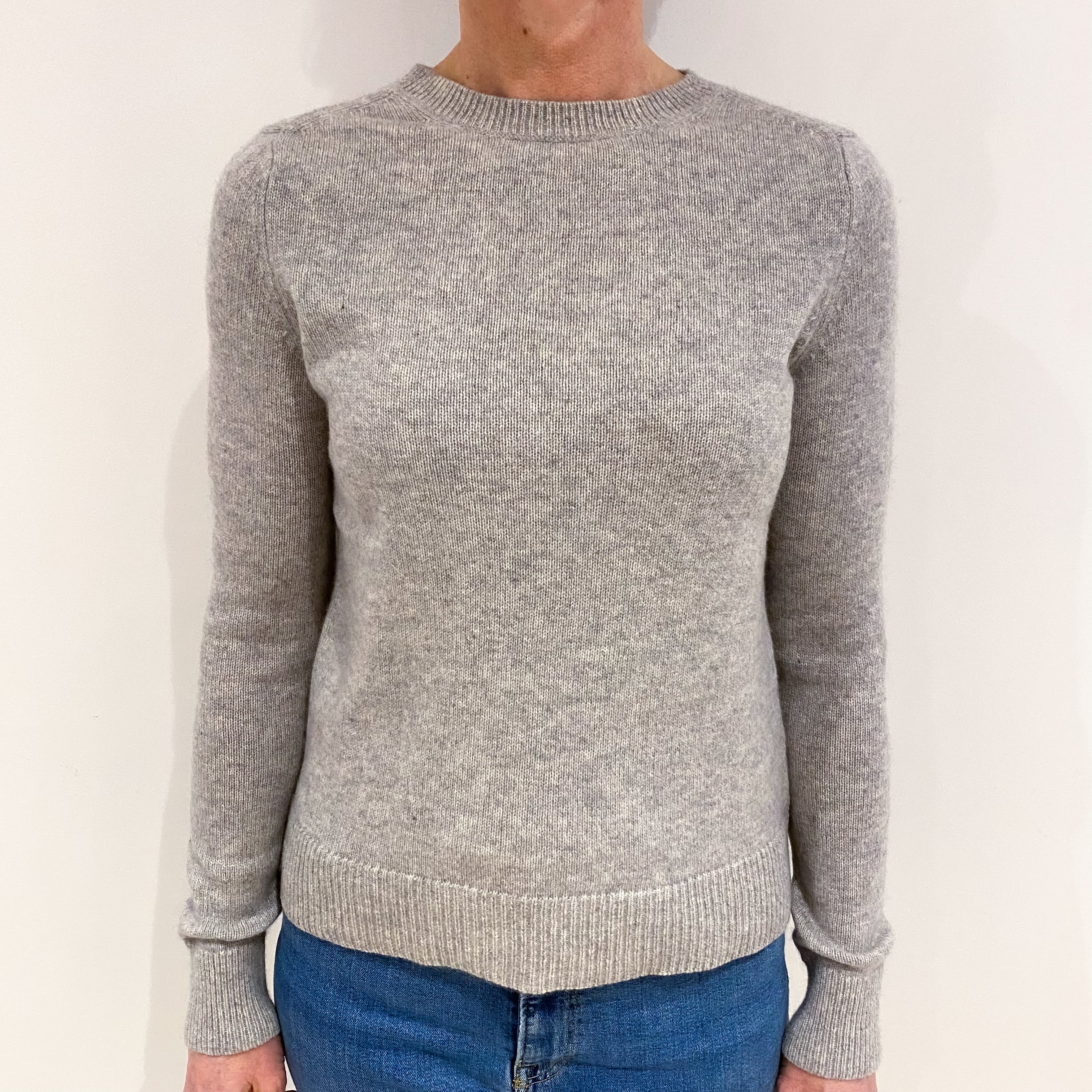 Smoke Grey Cashmere Crew Neck Jumper Small