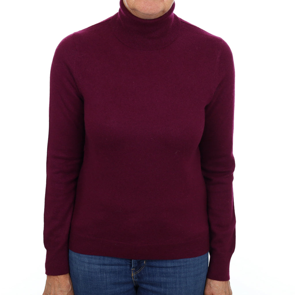Mulberry Purple Cashmere Polo Neck Jumper Medium