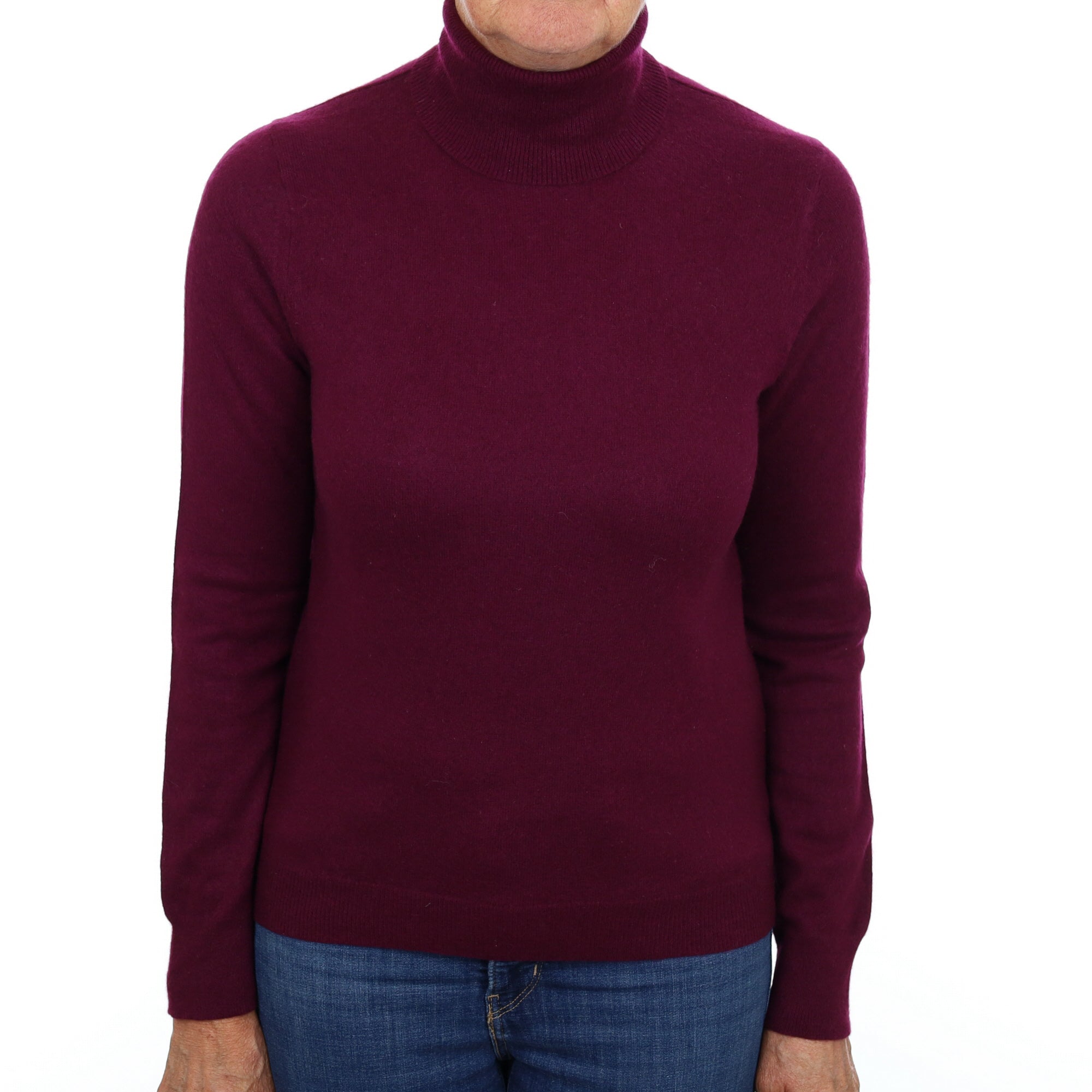 Mulberry Purple Cashmere Polo Neck Jumper Medium