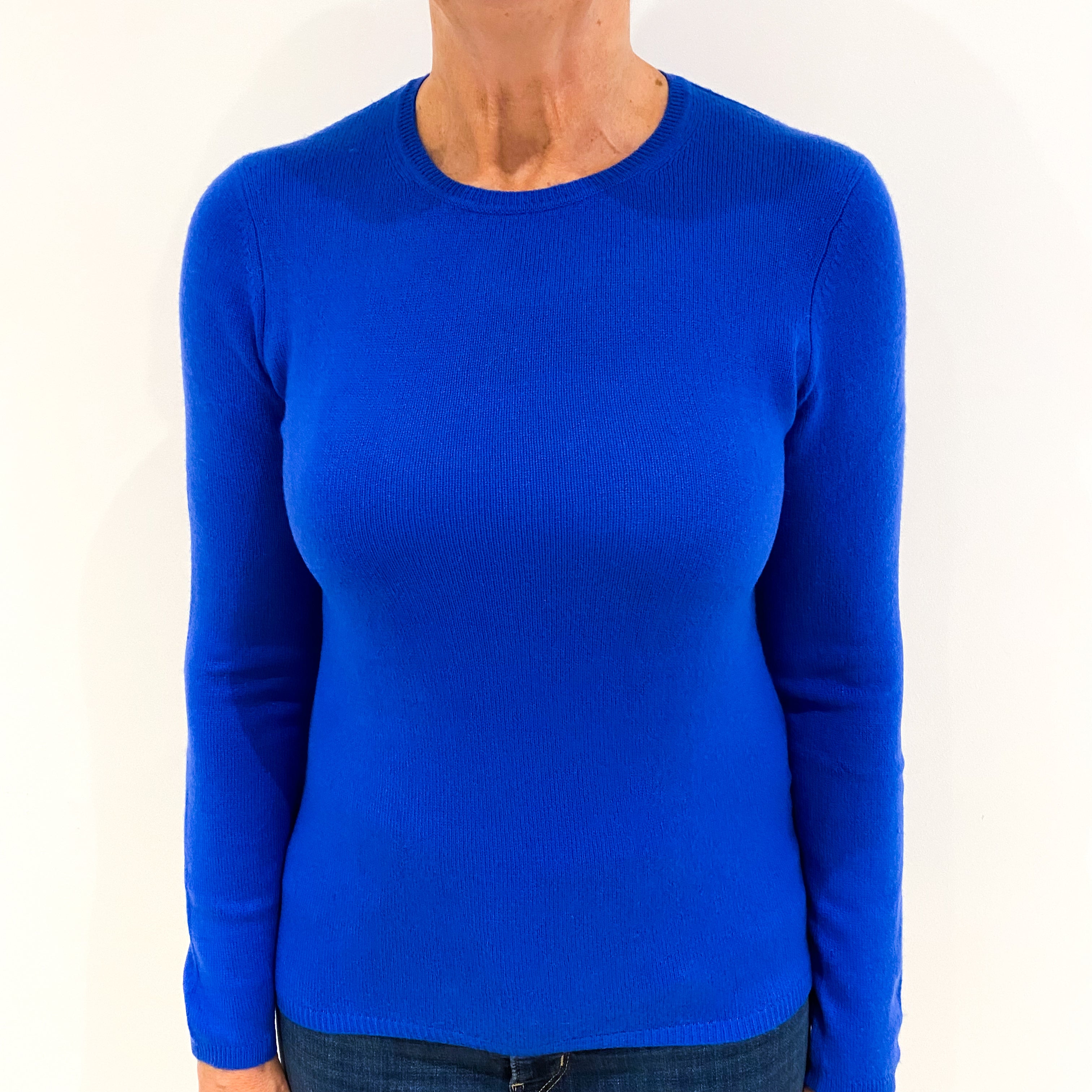 Cobalt Blue Cashmere Crew Neck Jumper Medium