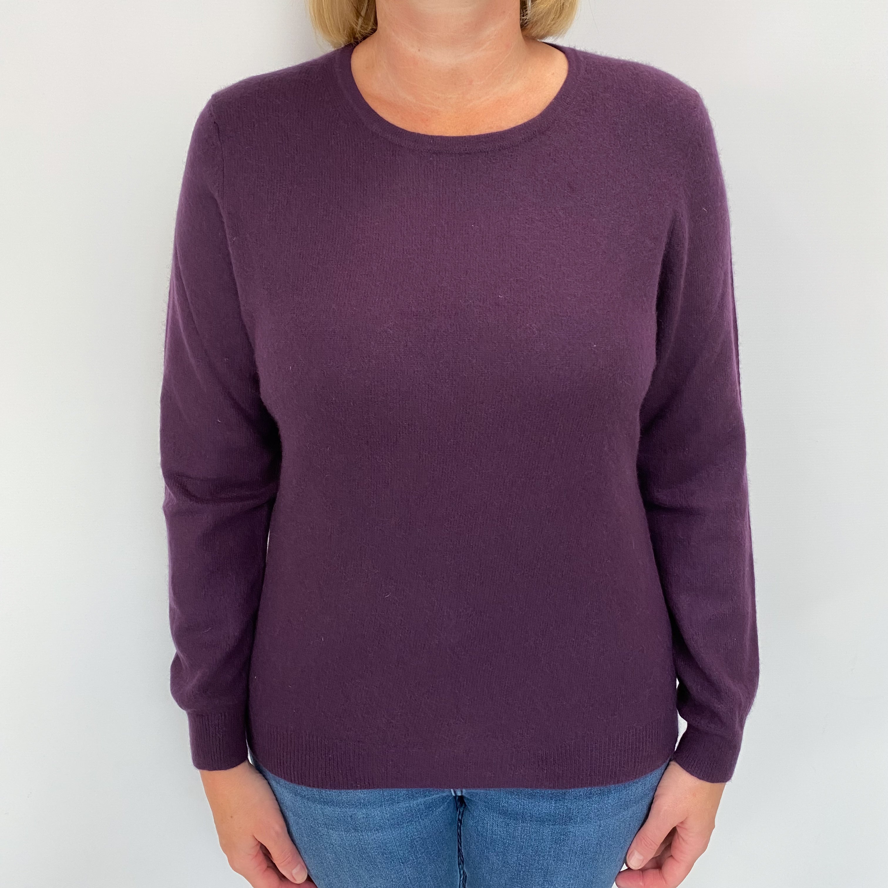 Blueberry Purple Cashmere Crew Neck Jumper Large