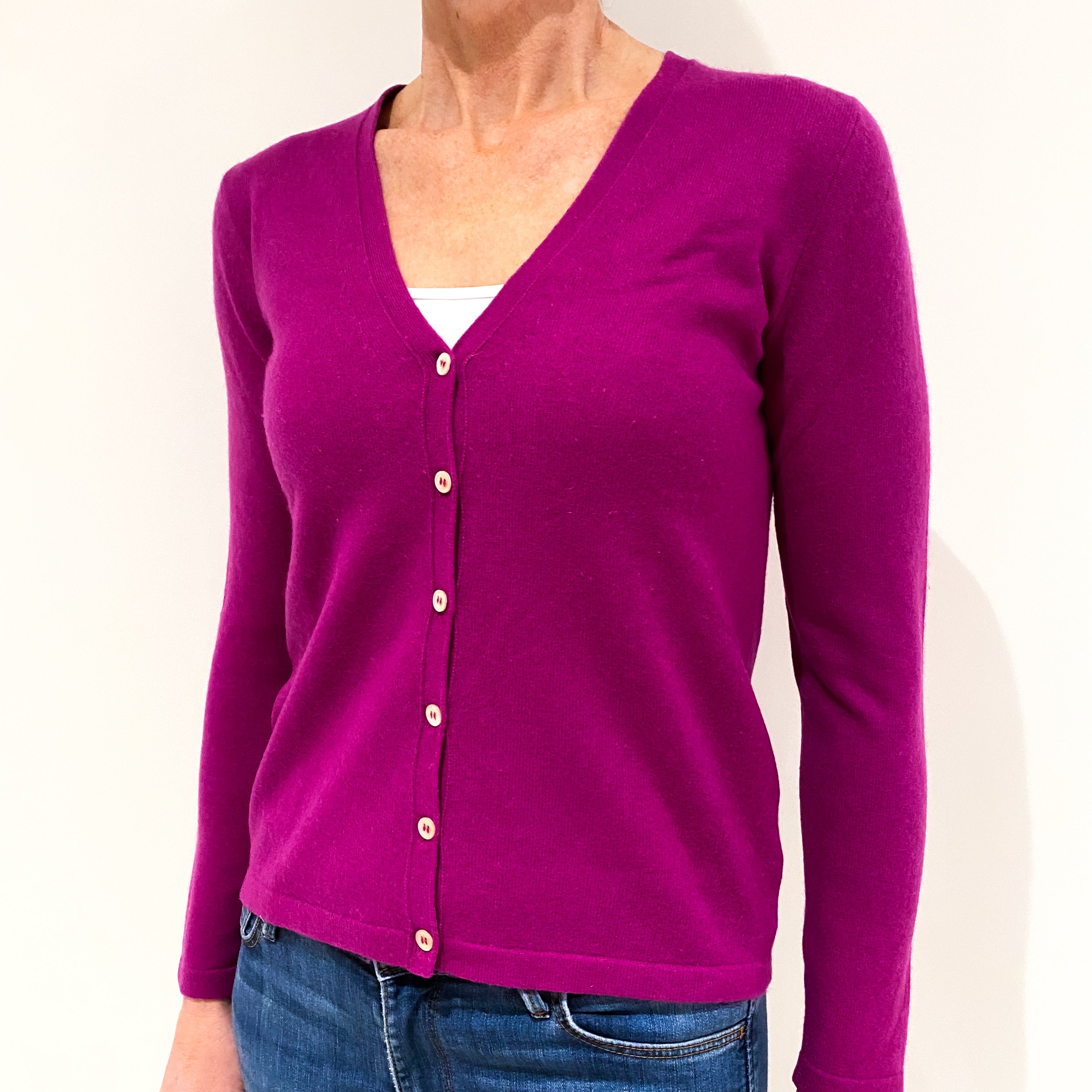 Magenta Pink Cashmere Cardigan Small